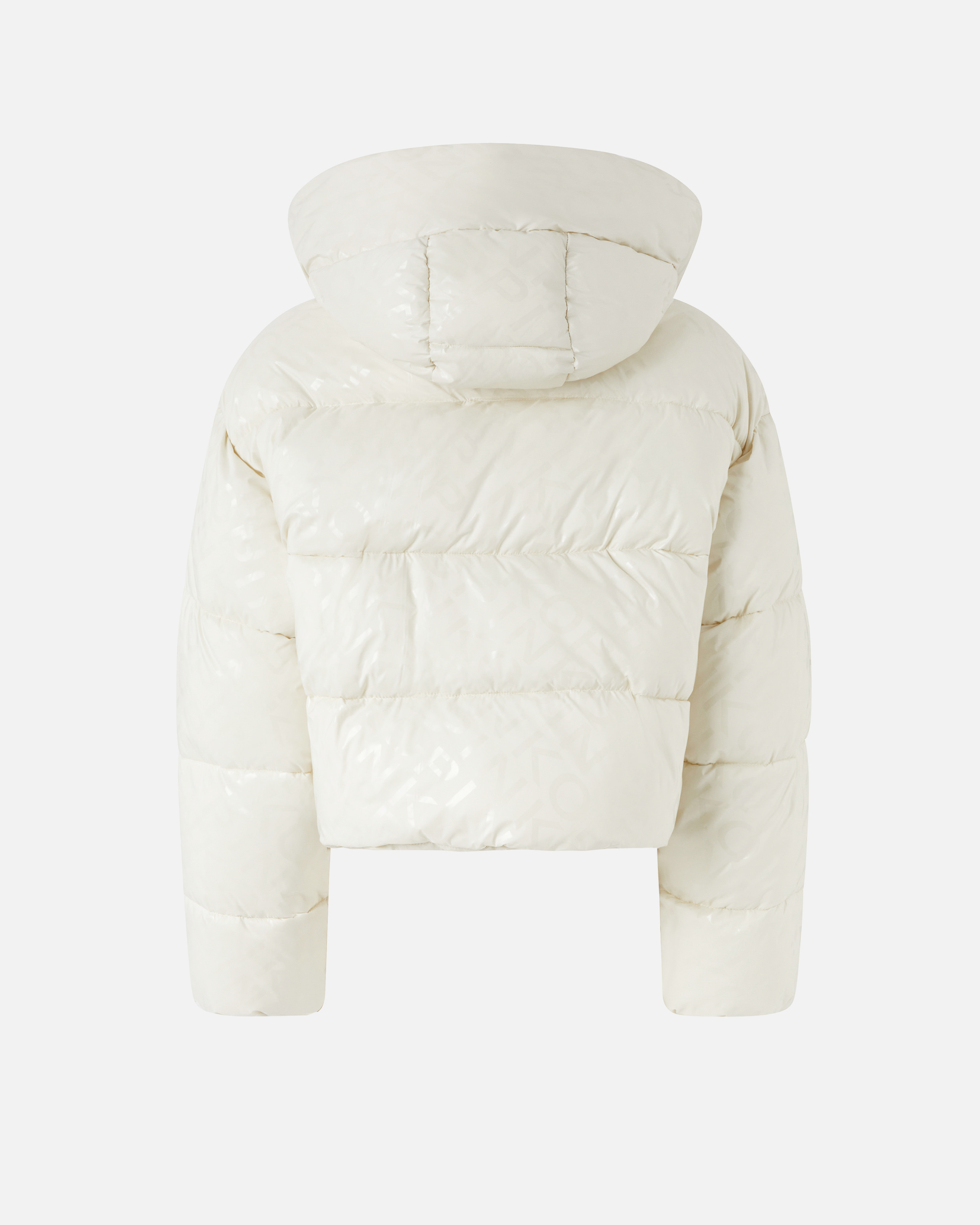 Short puffer jacket in technical fabric with printed logo. PINKO White