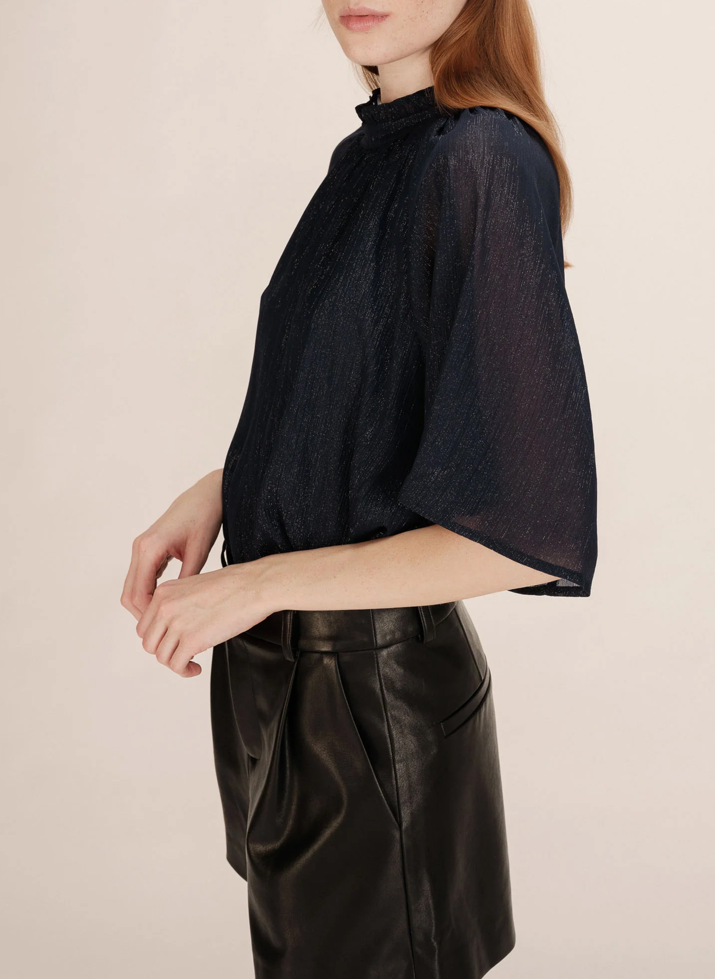 Bluse mit Stehkragen GRACE ET MILA Blau