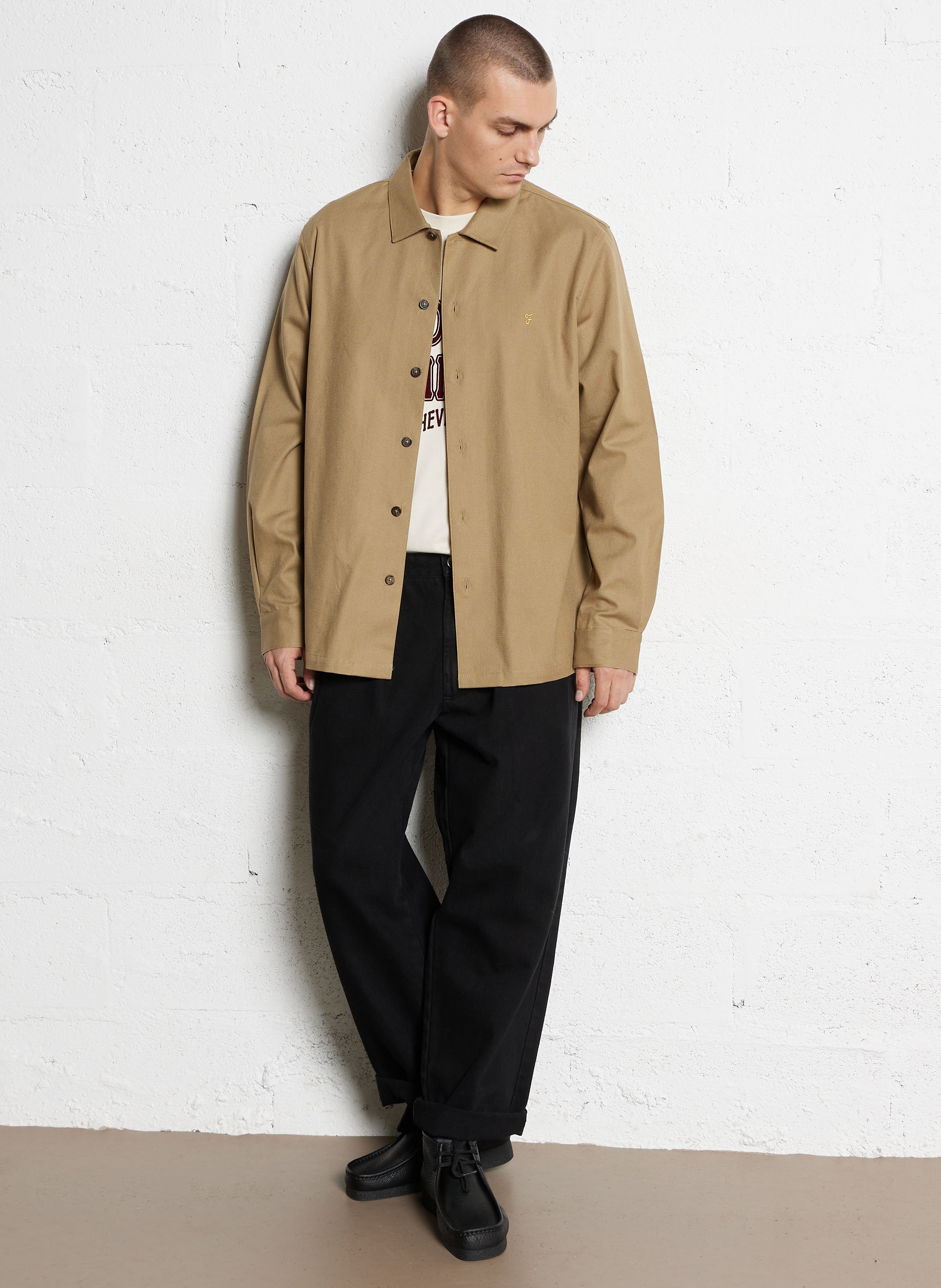 Surchemise oversize en coton FARAH Beige