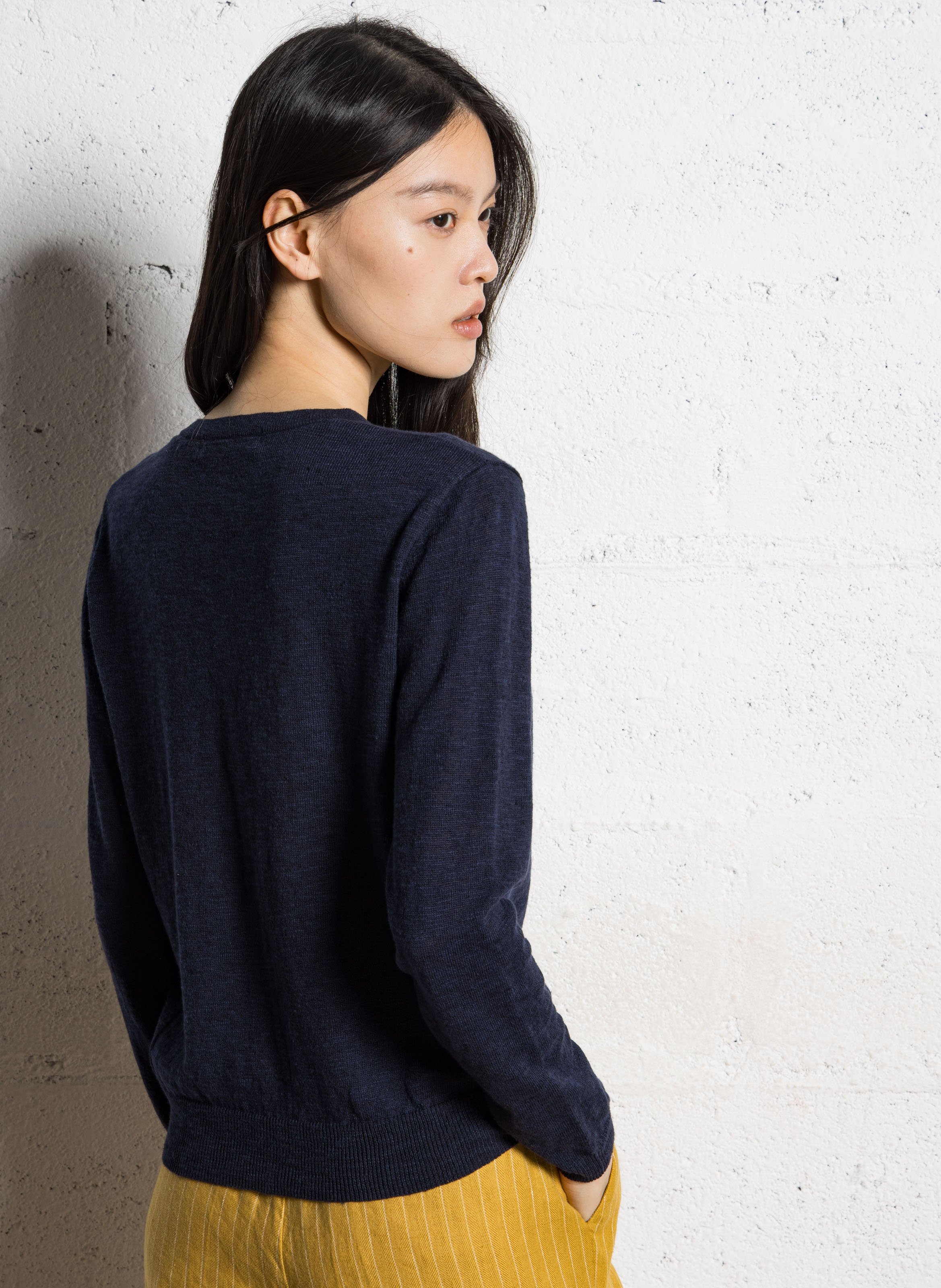 Gilet brodé en lin mélangé NICE THINGS Bleu