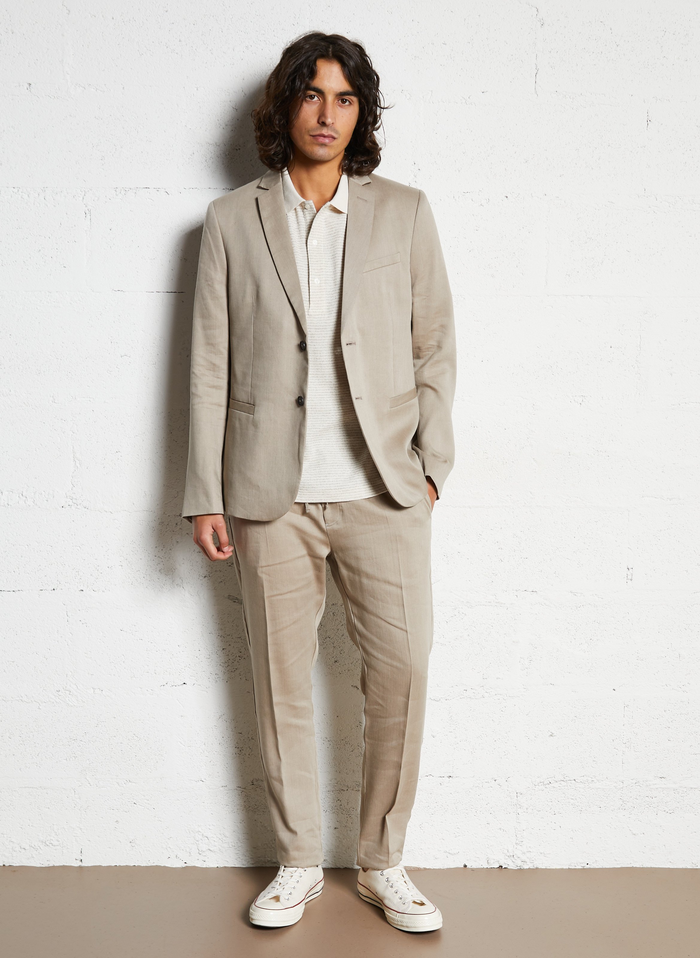 Gerade geschnittener Blazer aus Leinen-Mix IKKS Beige
