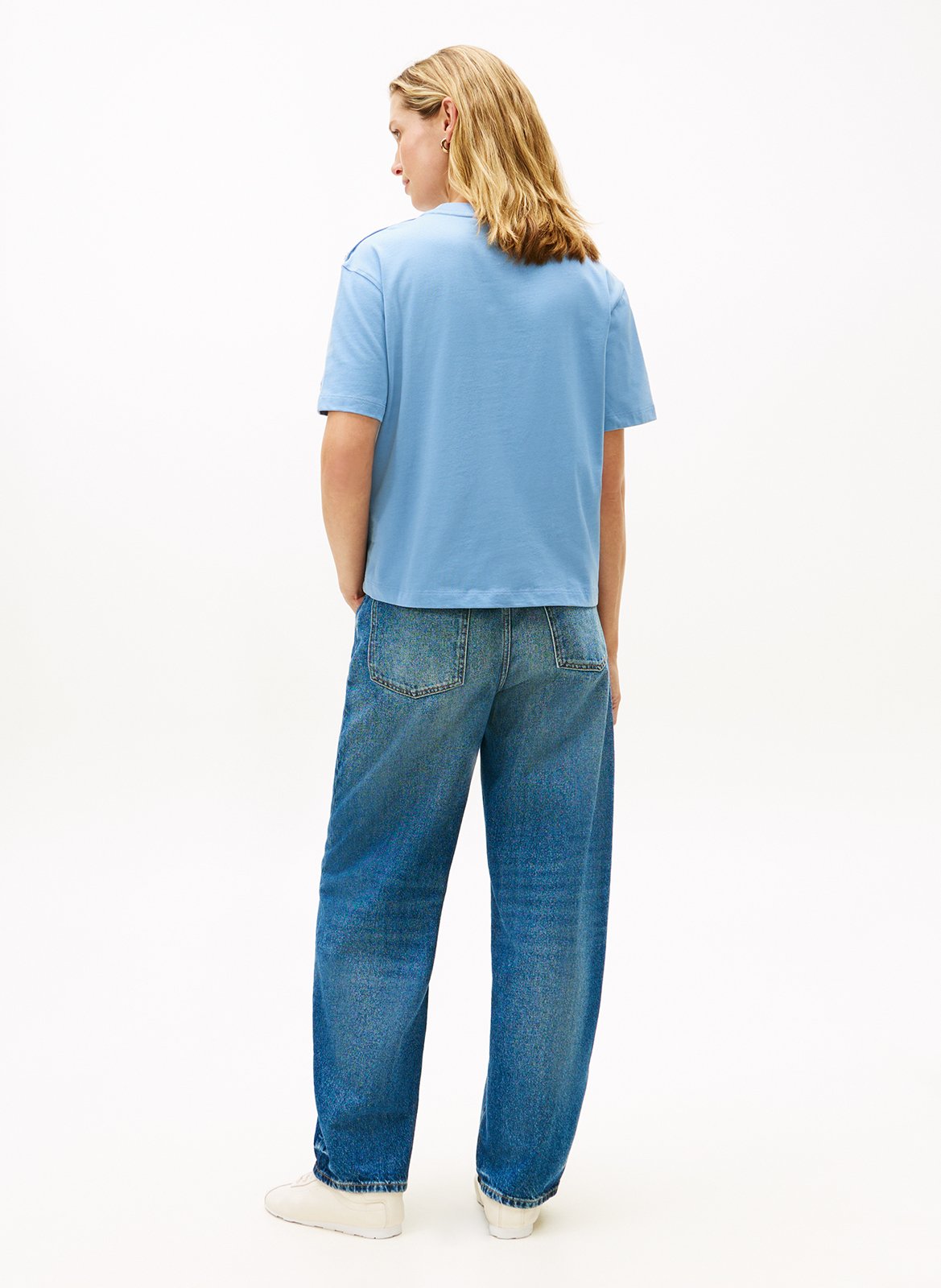 Embroidered T-shirt with shoulder buttons TOMMY HILFIGER Blue