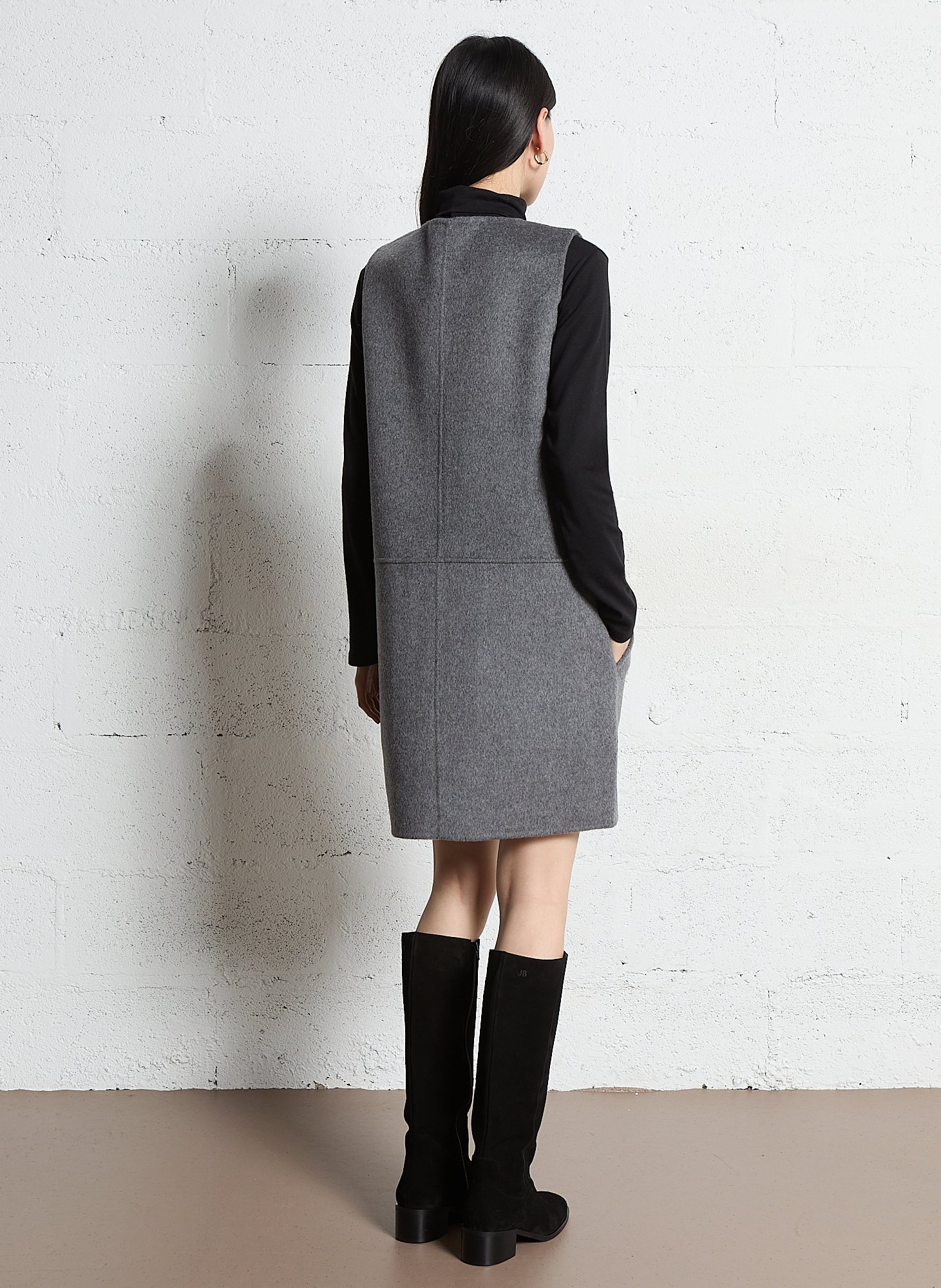 Robe sans manches unie en laine mélangée MAISON 123 Gris