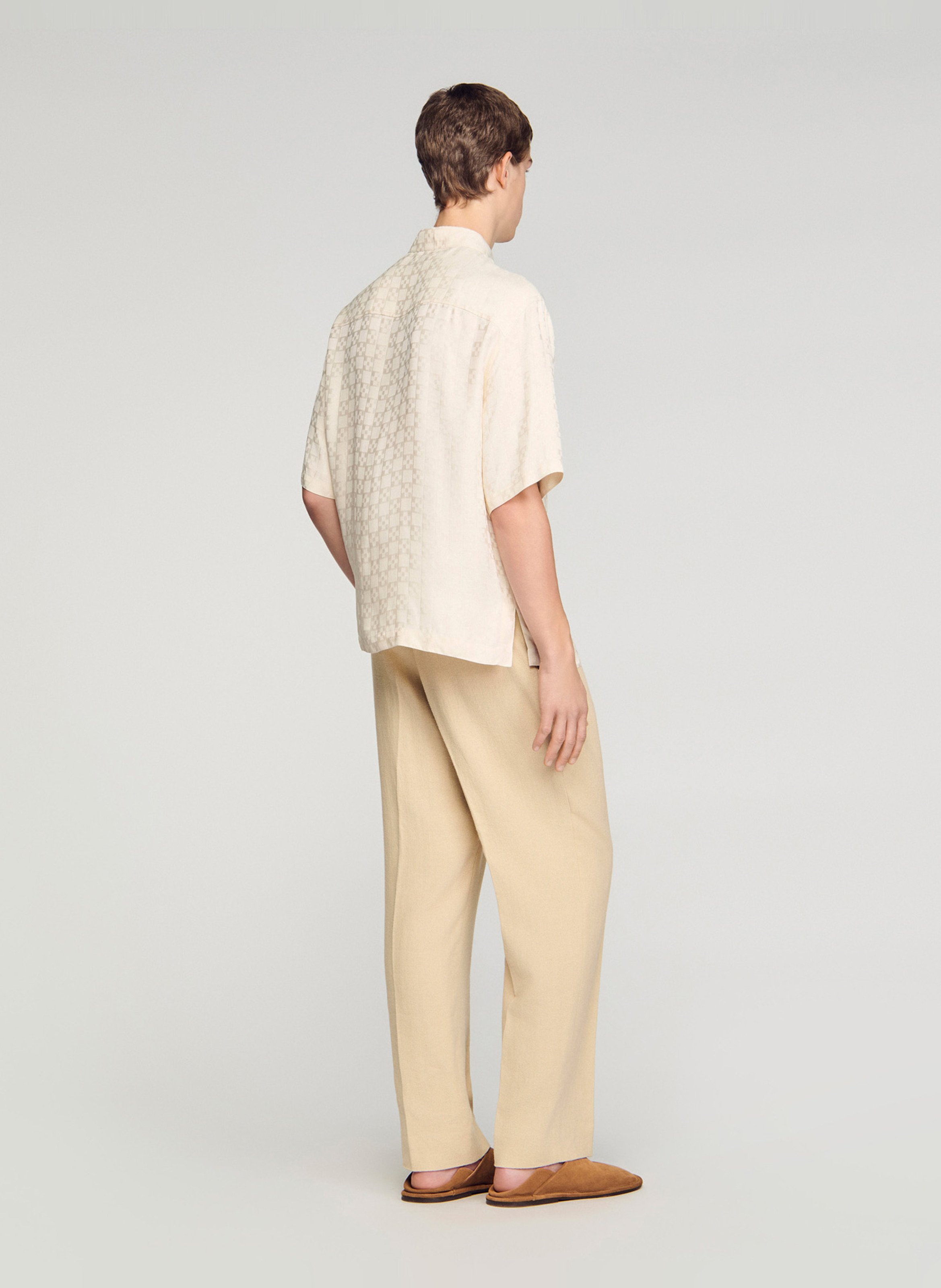 Chemise droite col classique à carreaux SANDRO Blanc