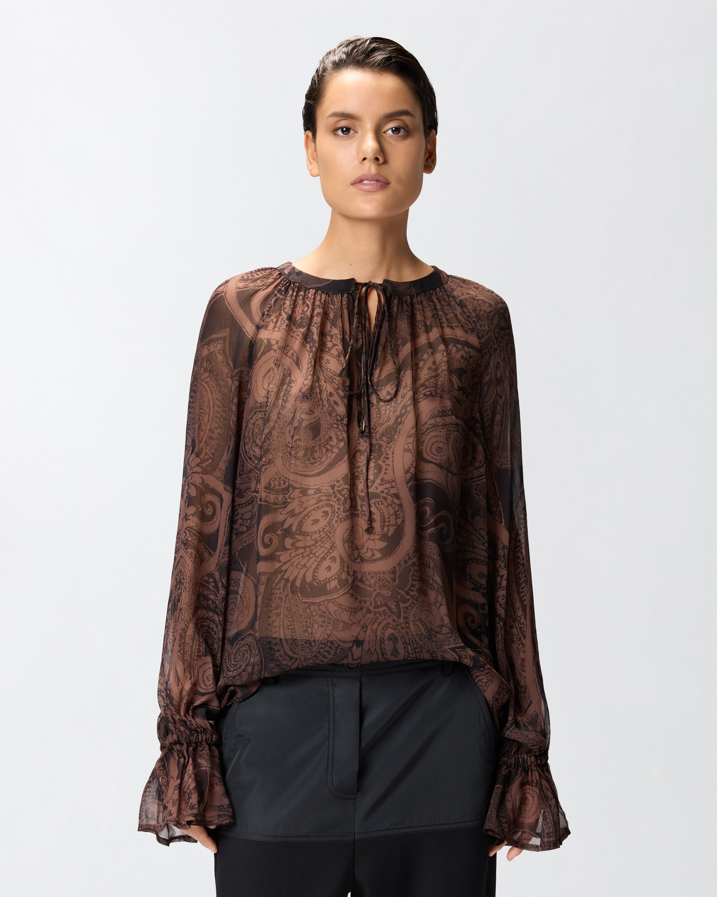 Cashmere print blouse PINKO Brown
