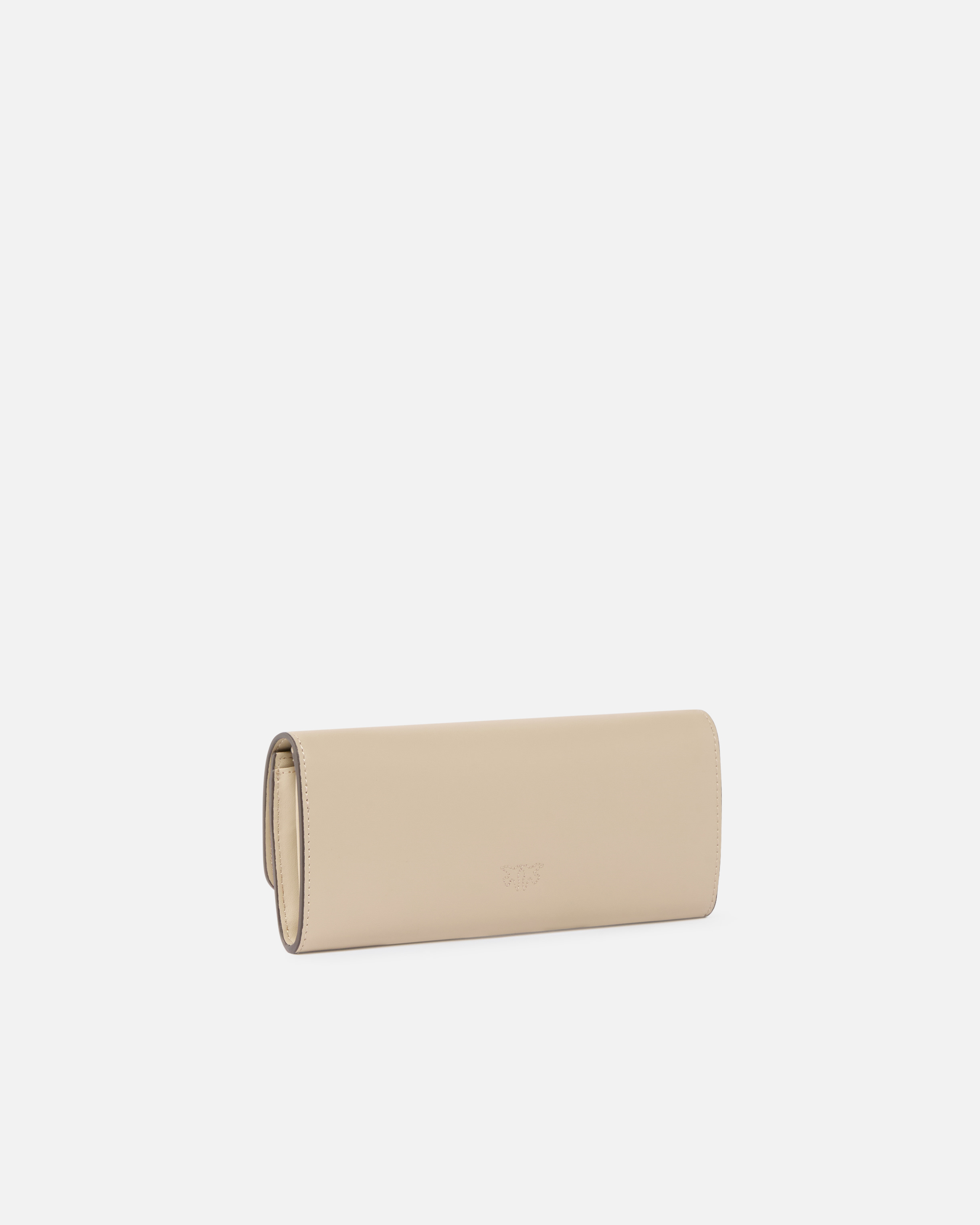 Leather wallet with shoulder strap and love birds logo PINKO Beige