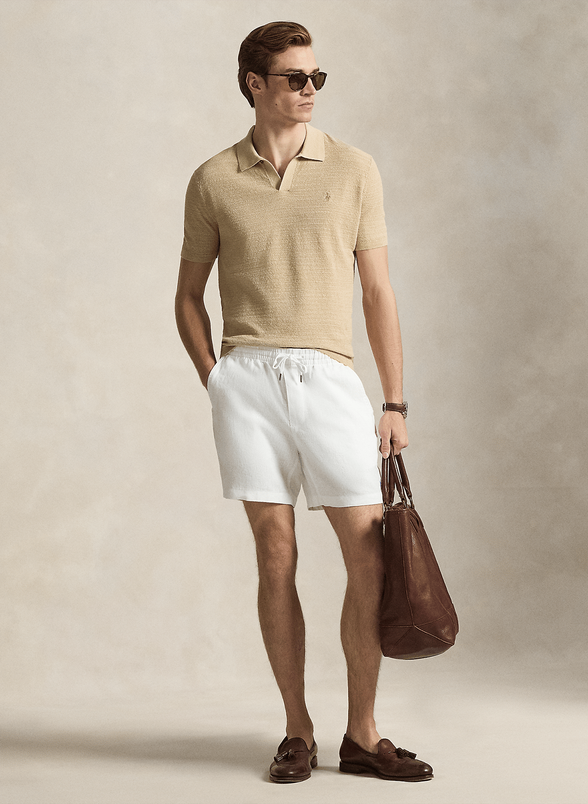 Short recto de lino POLO RALPH LAUREN Blanco