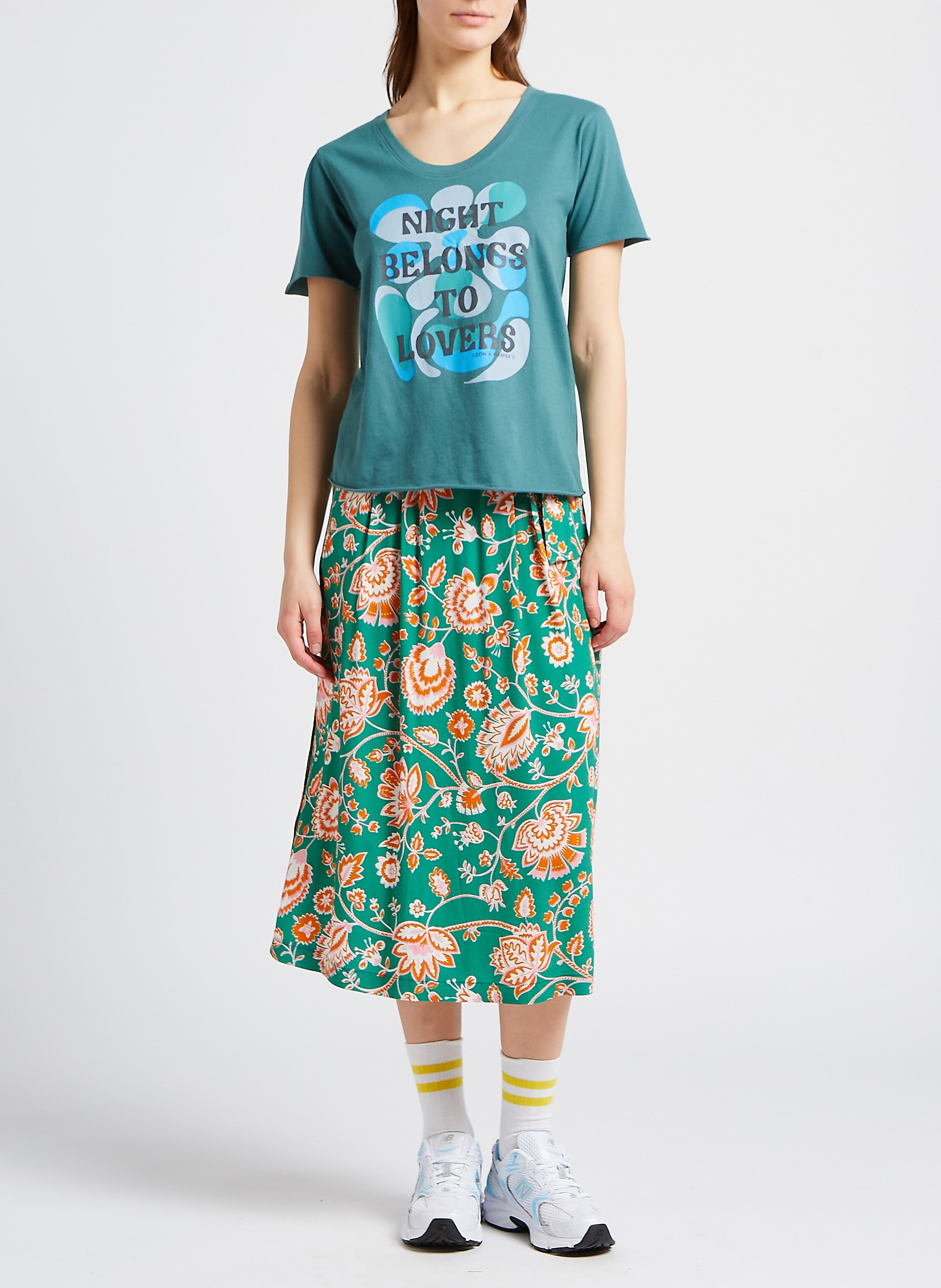 Lange rok met bloemenprint LA PETITE FRANCAISE Groen