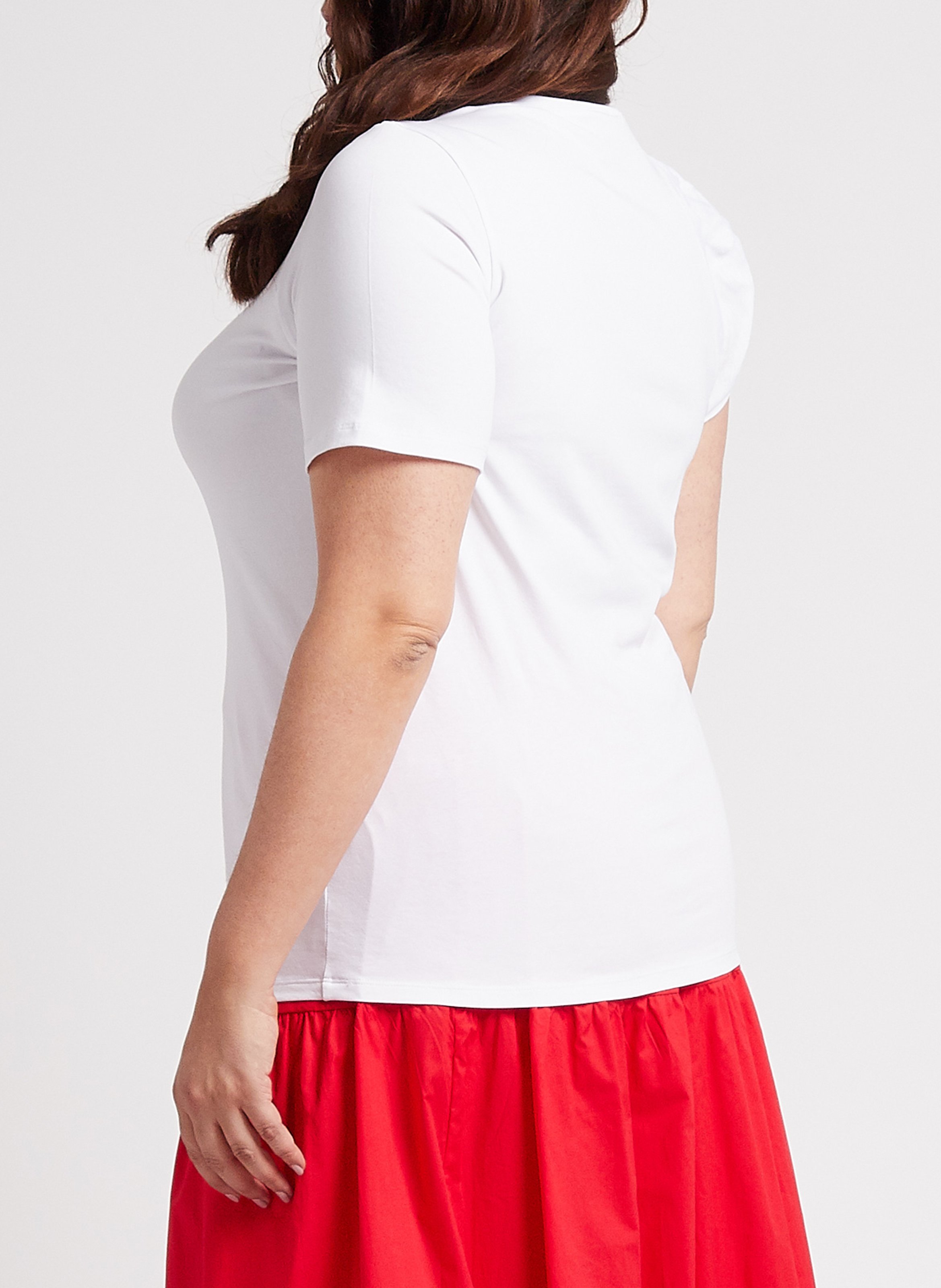 Gerade geschnittenes T-Shirt aus Baumwoll-Mix mit rundem Ausschnitt PERSONA by Marina Rinaldi Weiss