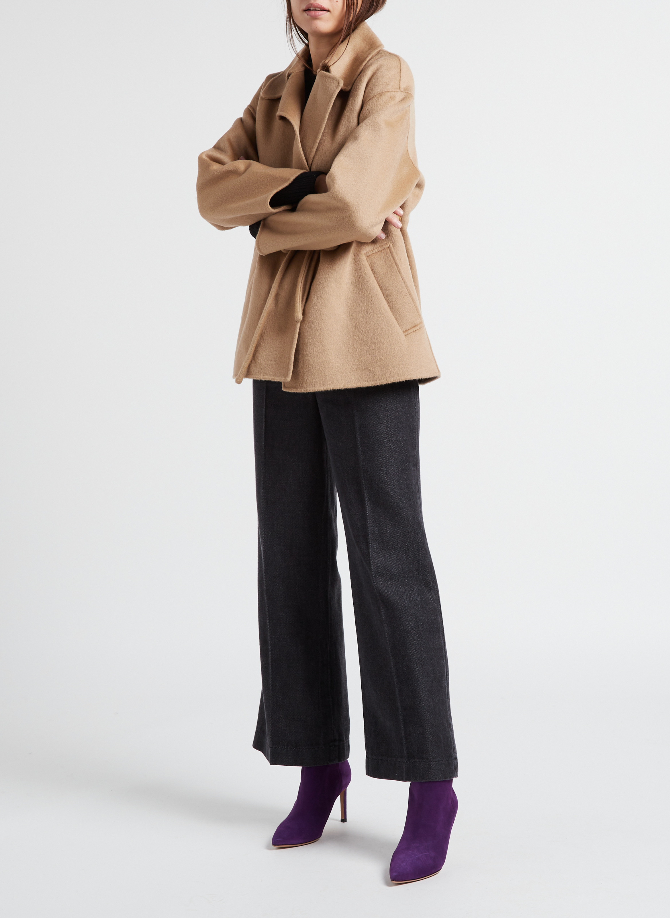 Manteau ample col classique en laine mélangée BA&SH Marron