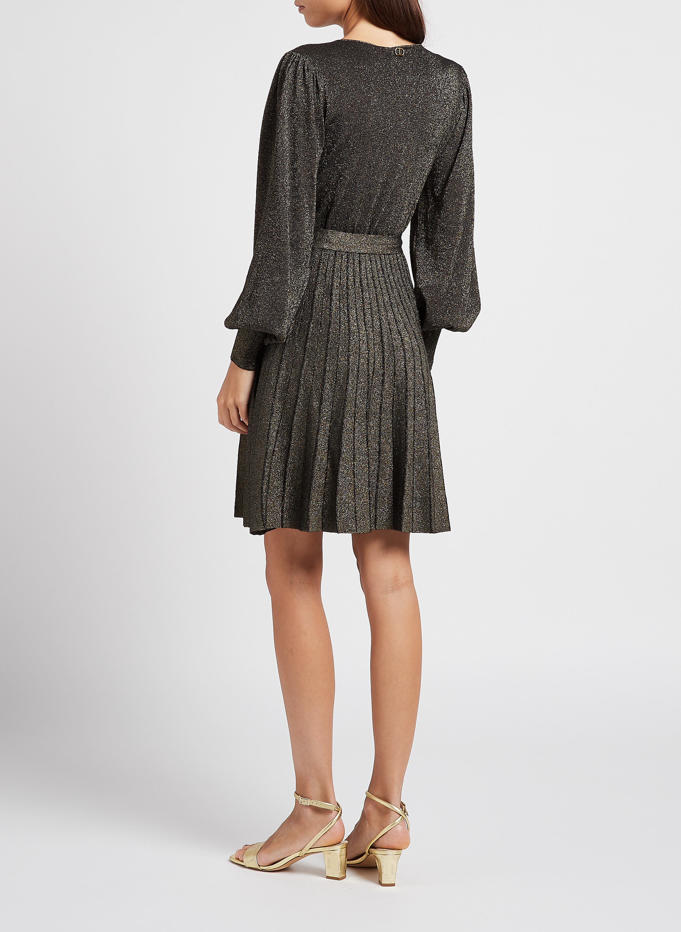 Short fitted V-neck dress TWINSET Black