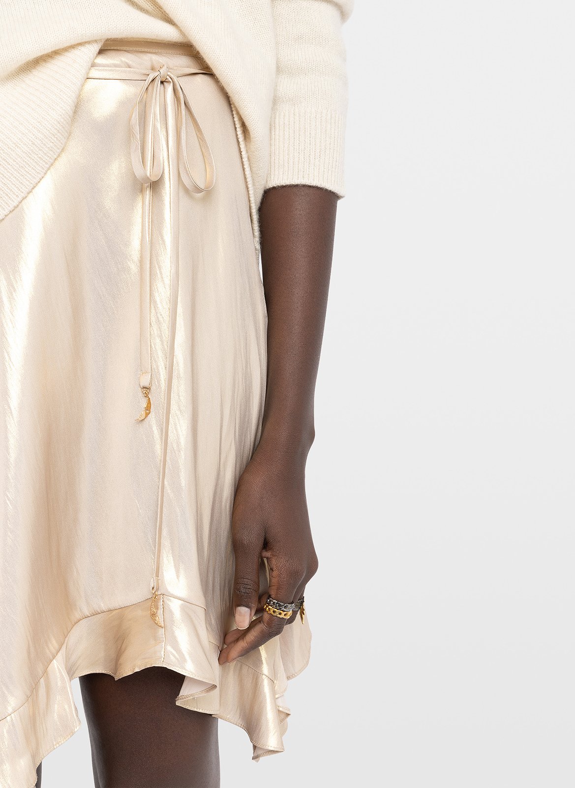 Korte satijnen asymmetrische rok ZADIG&VOLTAIRE Geel