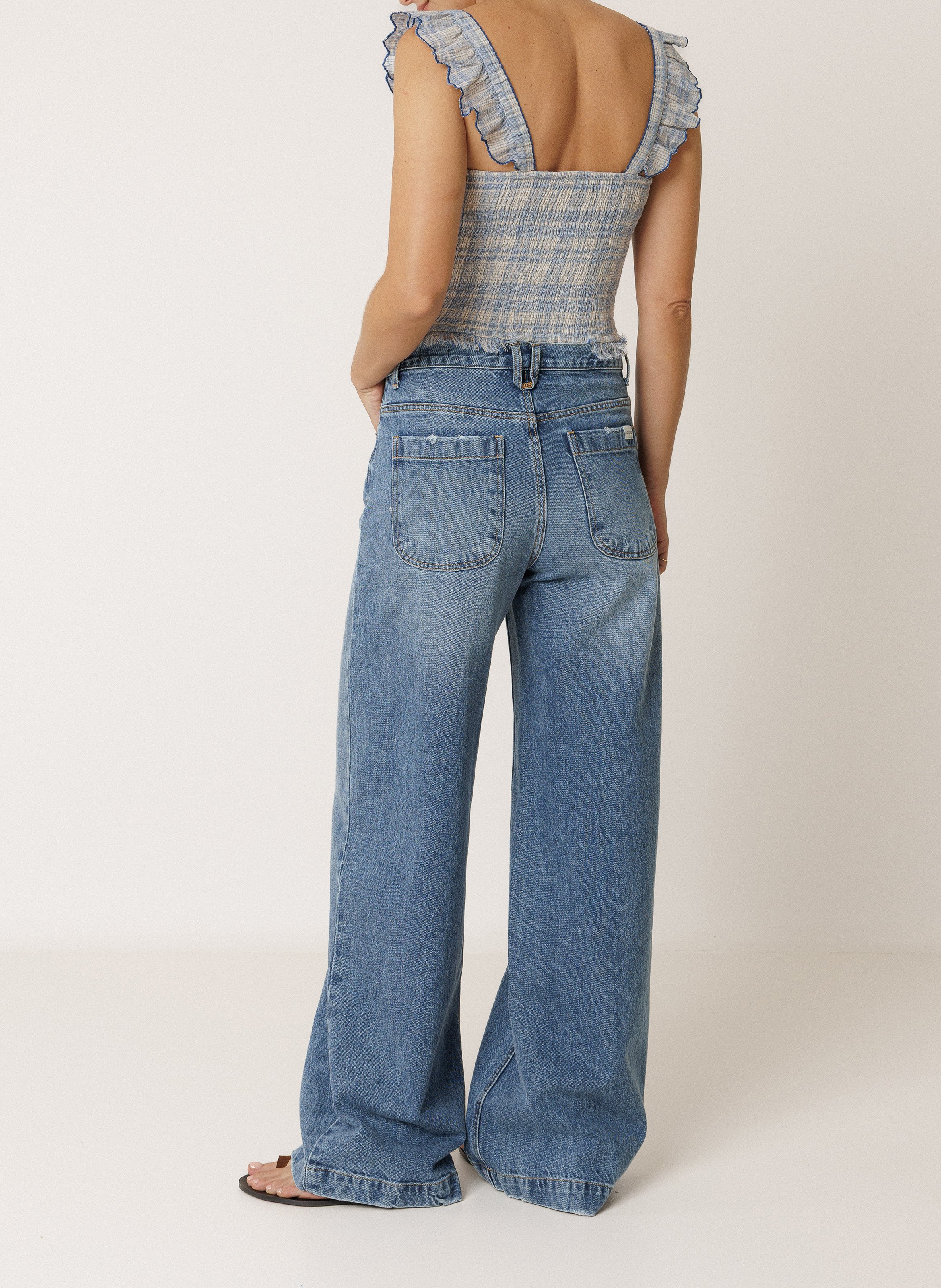 Kurzes Top mit eckigem Ausschnitt INDI & COLD Blau