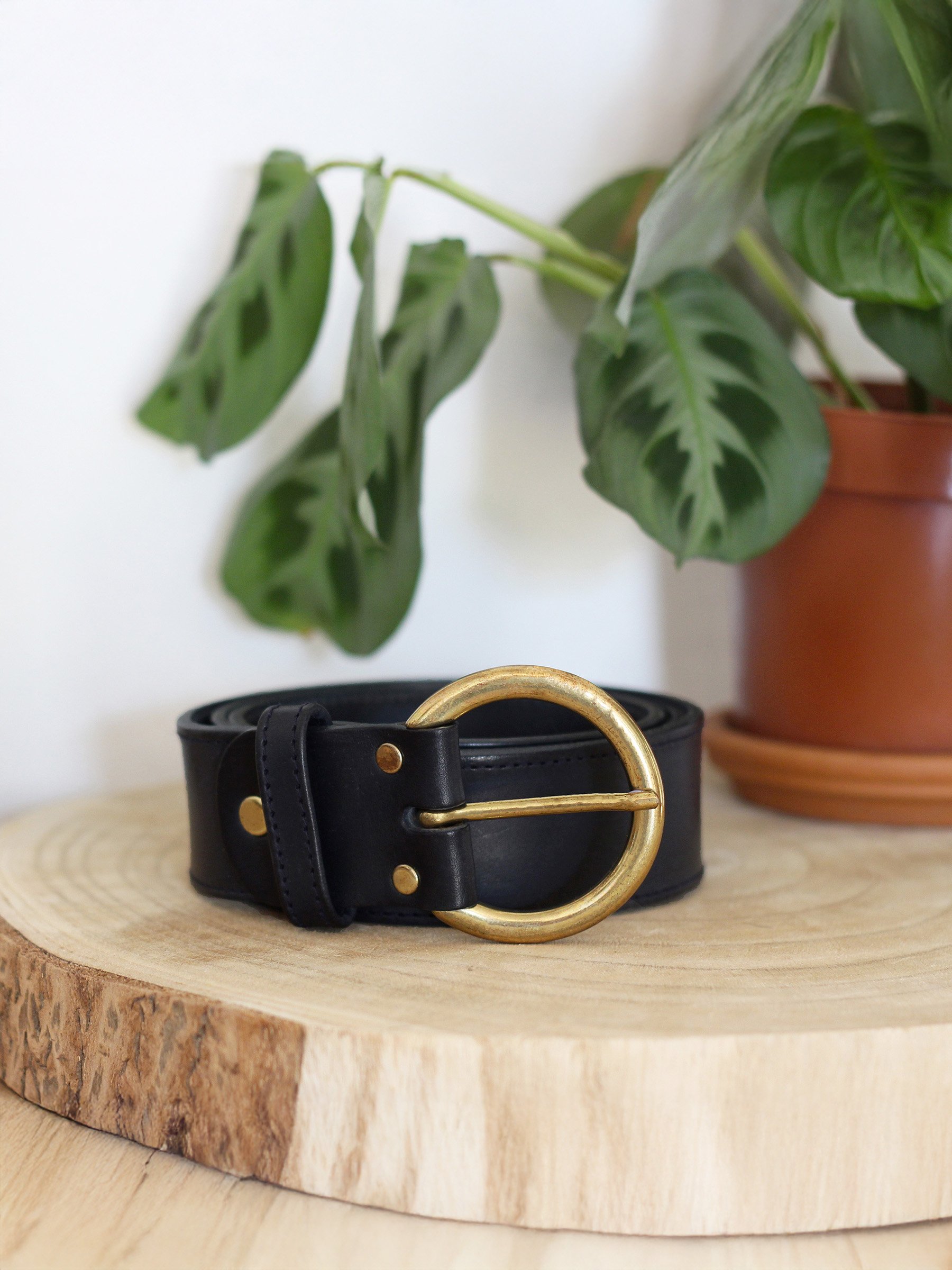 Smooth leather bohemian belt JULES & JENN Black