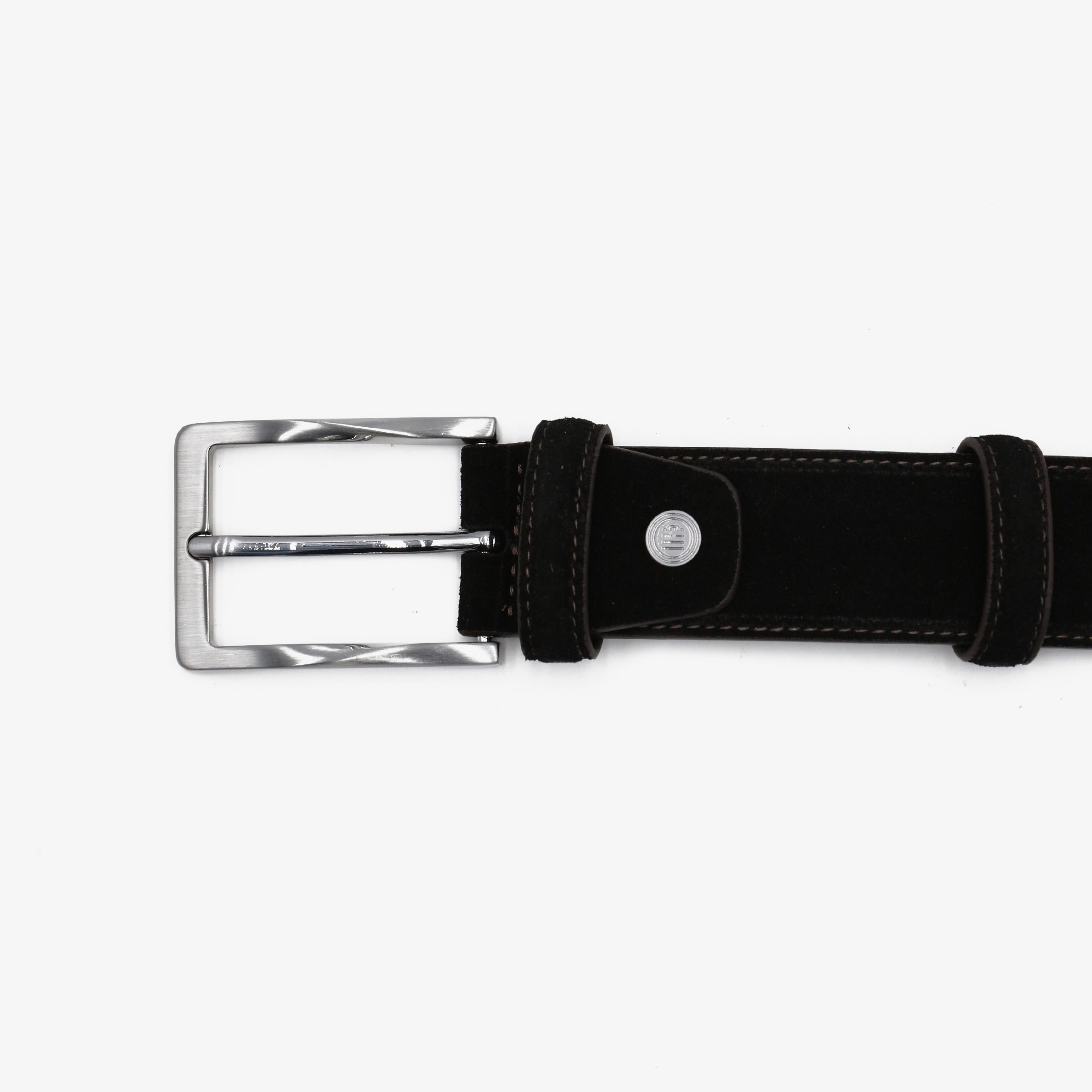 Leather nubuck belt with contrasting stitching. SERGE BLANCO Black