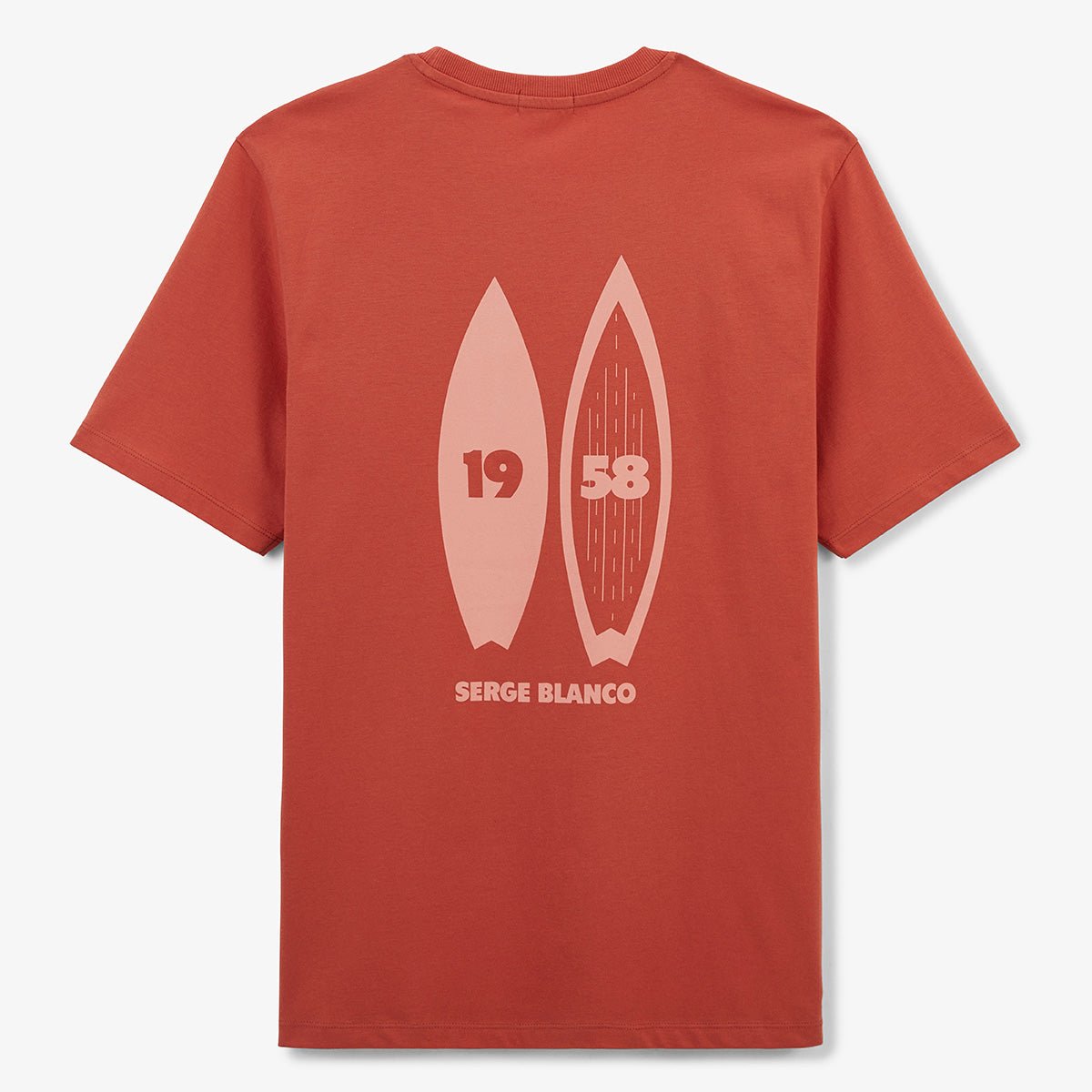 Round neck printed cotton T-shirt with surf back SERGE BLANCO Orange