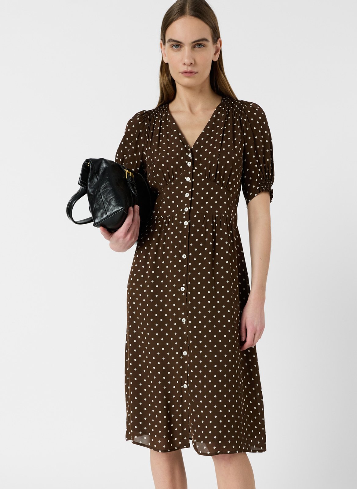 Robe courte col V GERARD DAREL Marron