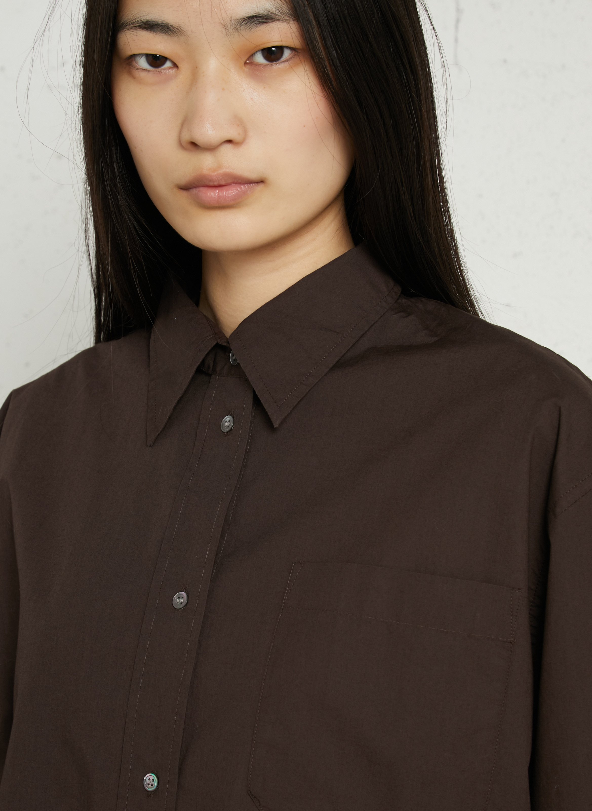 Oversize-Bluse aus Baumwolle mit klassischem Kragen SOEUR Braun