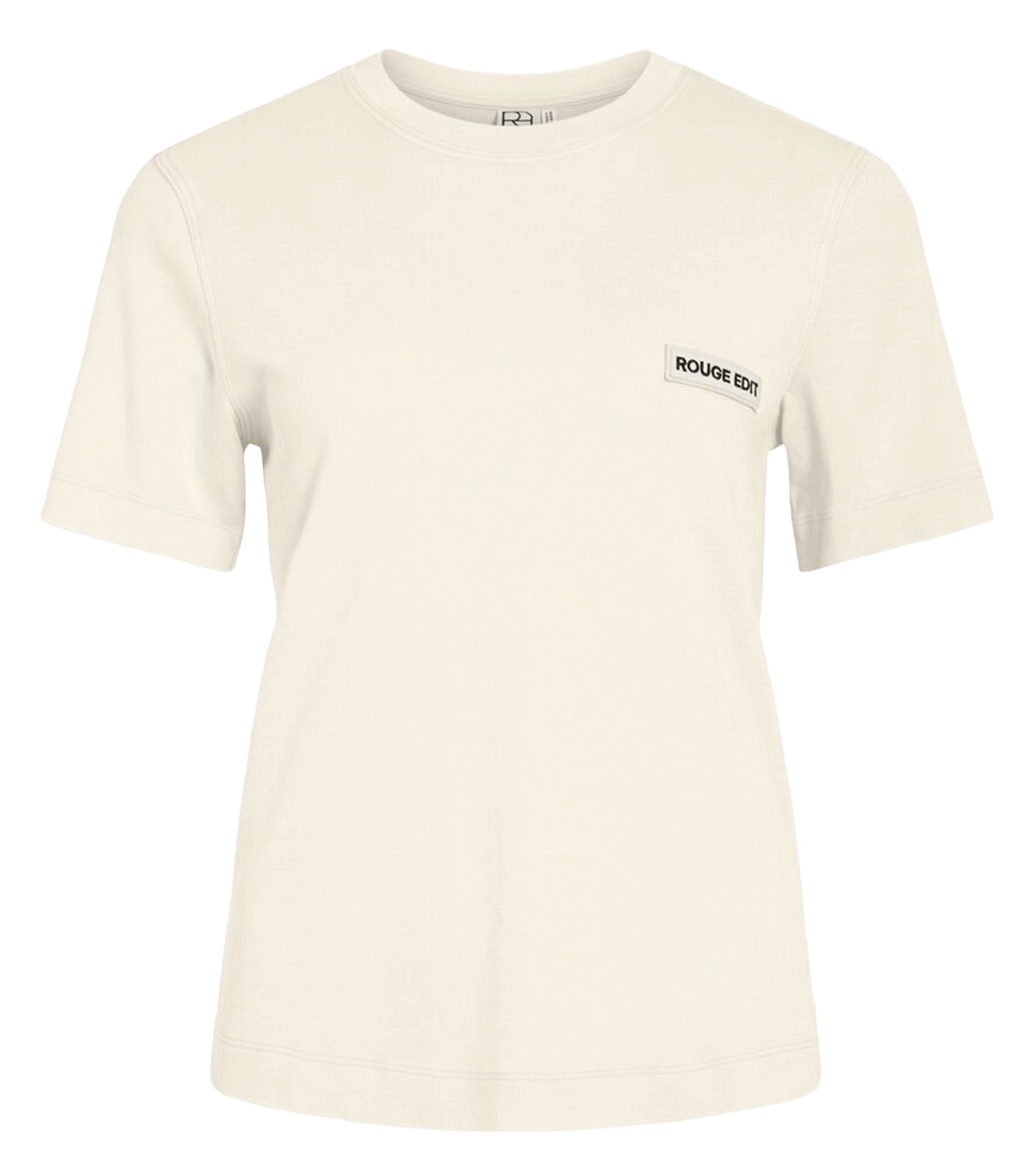 Straight round neck organic cotton t-shirt ROUGE EDIT Beige