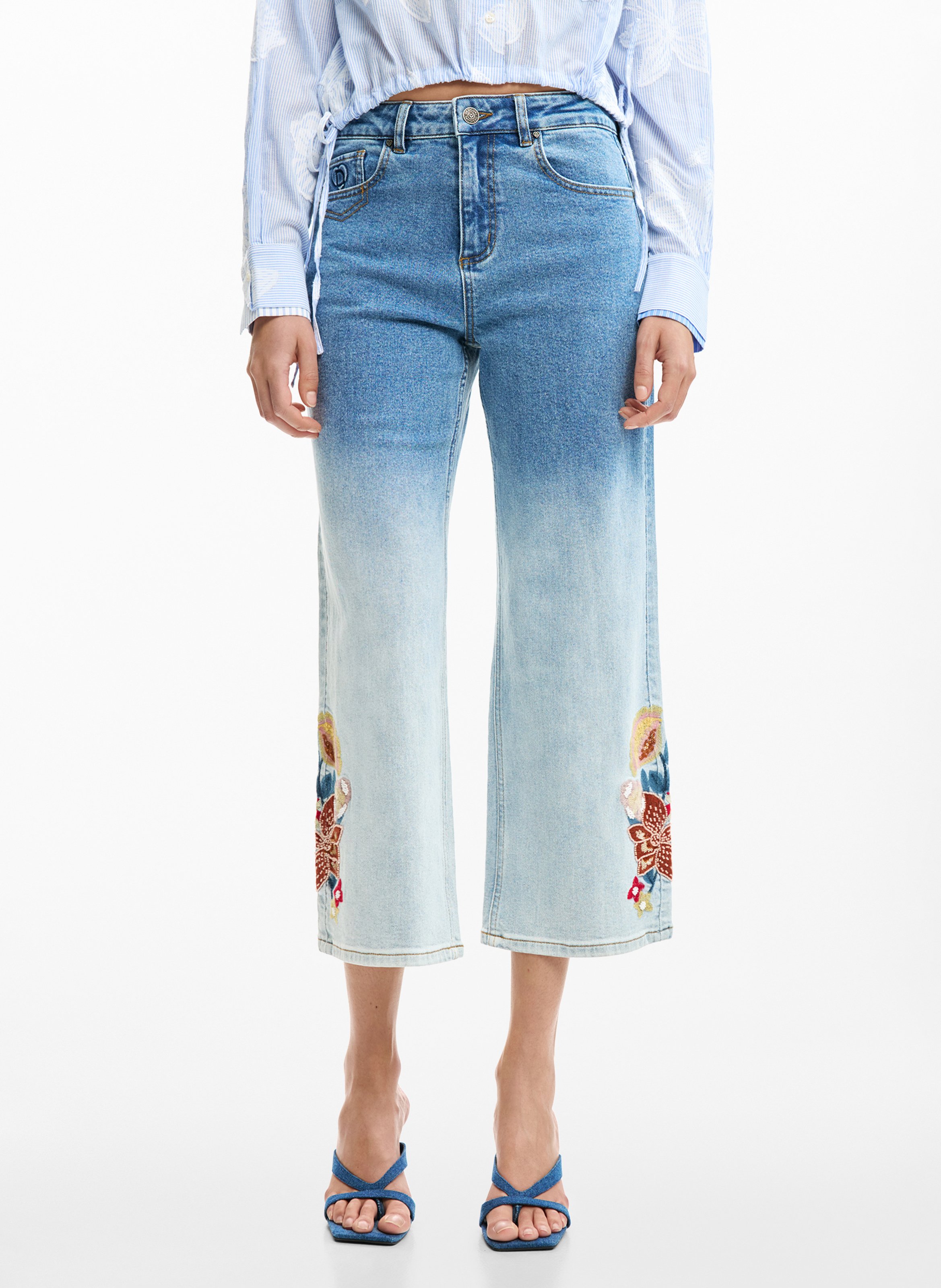 Wijde jeans met verwassen effect DESIGUAL Blauw