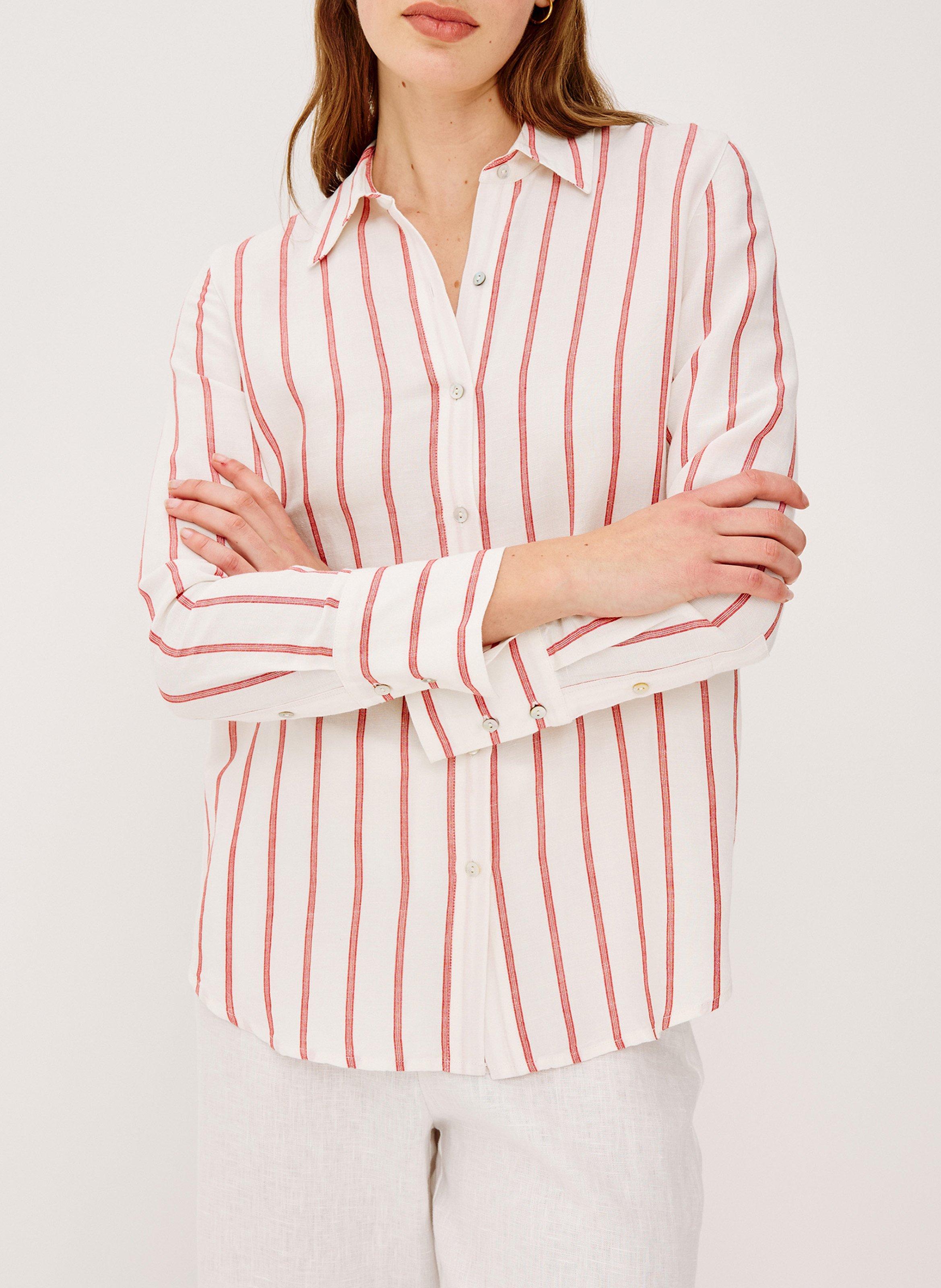 Chemise droite en lin mélangé RAILS Multicolore