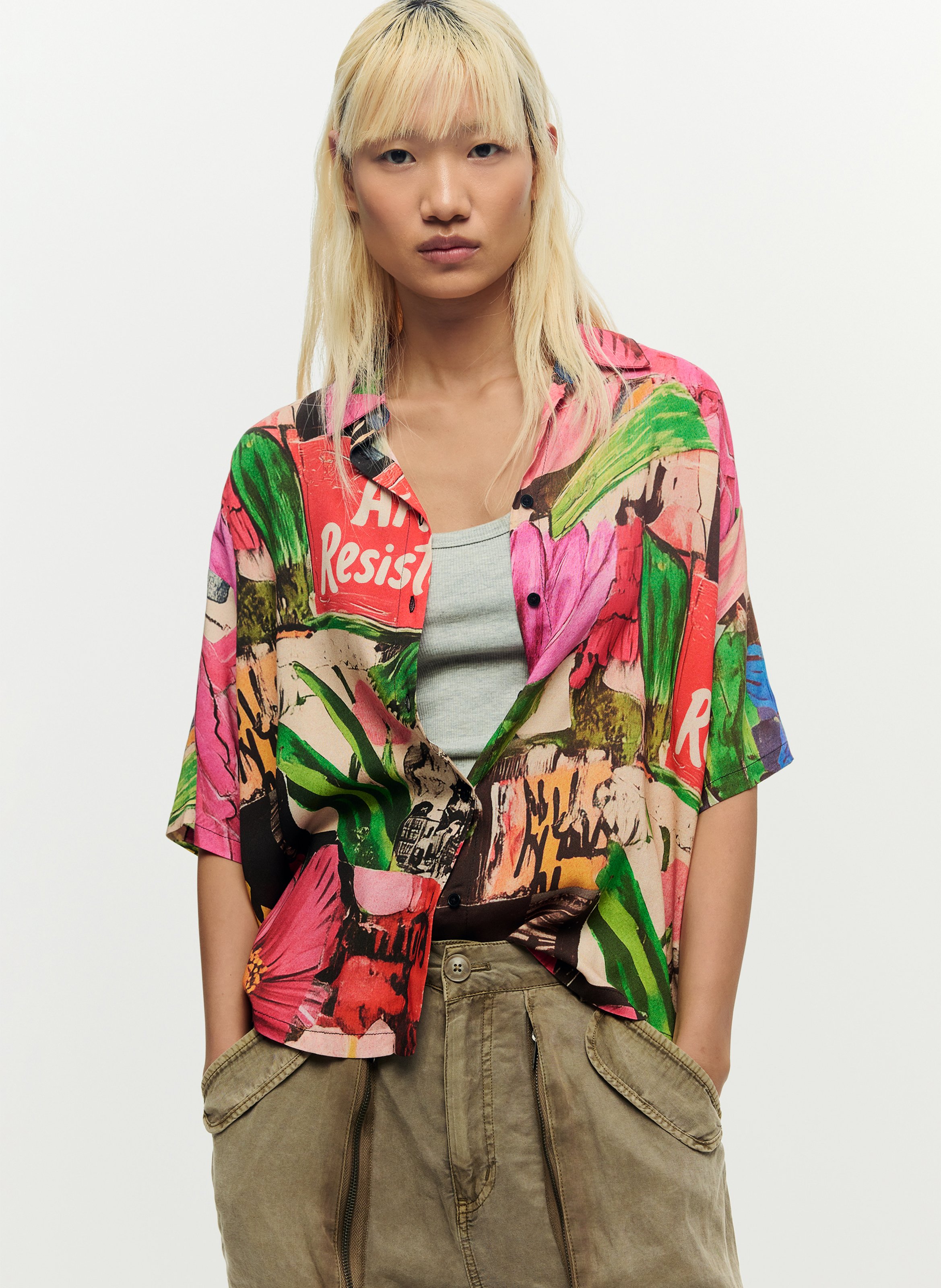 Chemise fluide boutonnée imprimée DESIGUAL Rouge