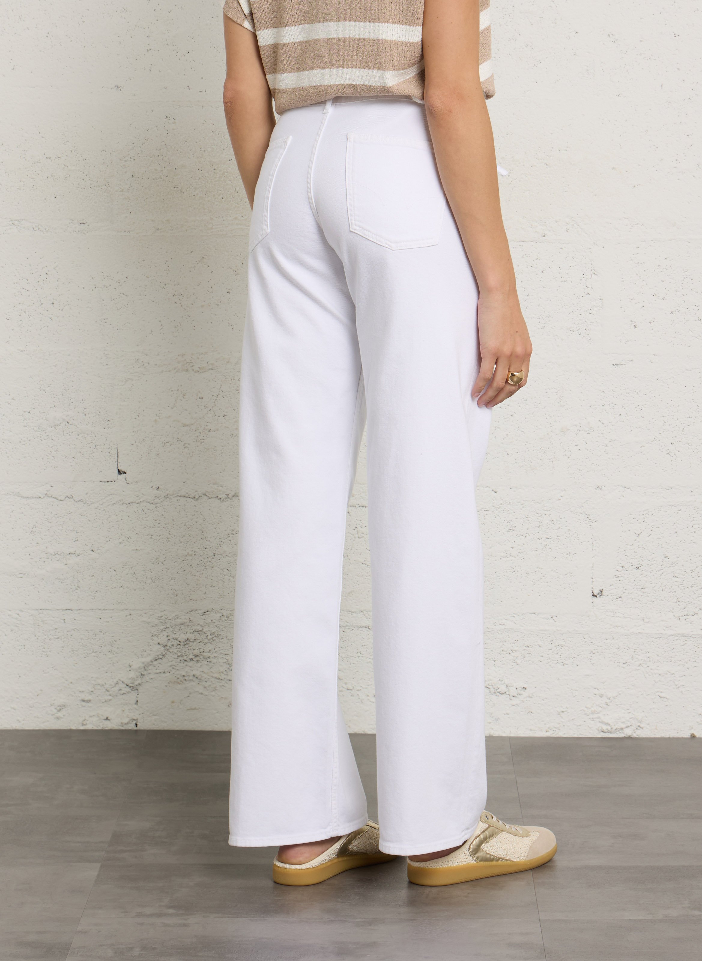 Cotton-blend wide-leg jeans LE TEMPS DES CERISES White