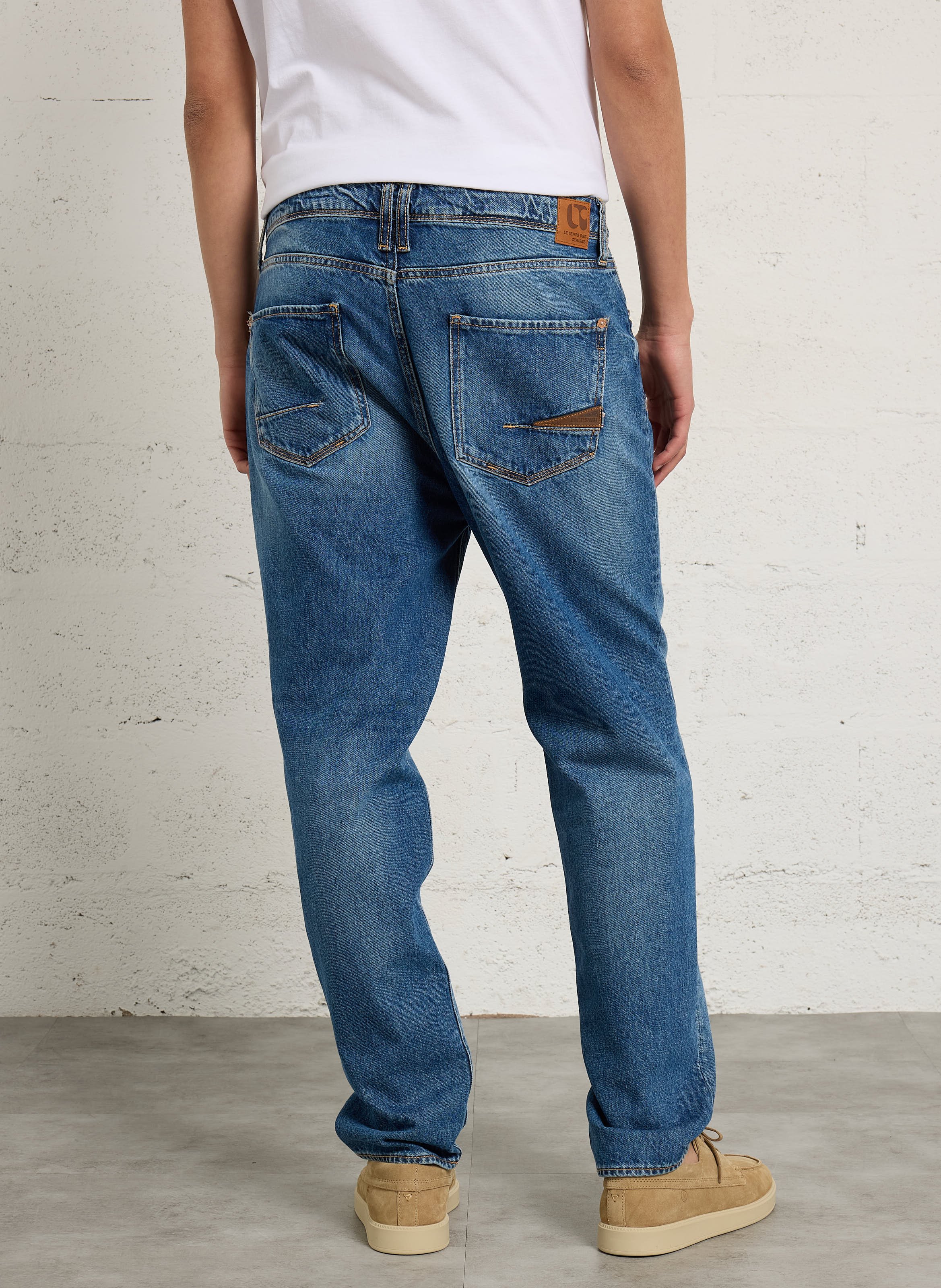 Jean droit en coton LE TEMPS DES CERISES Bleu