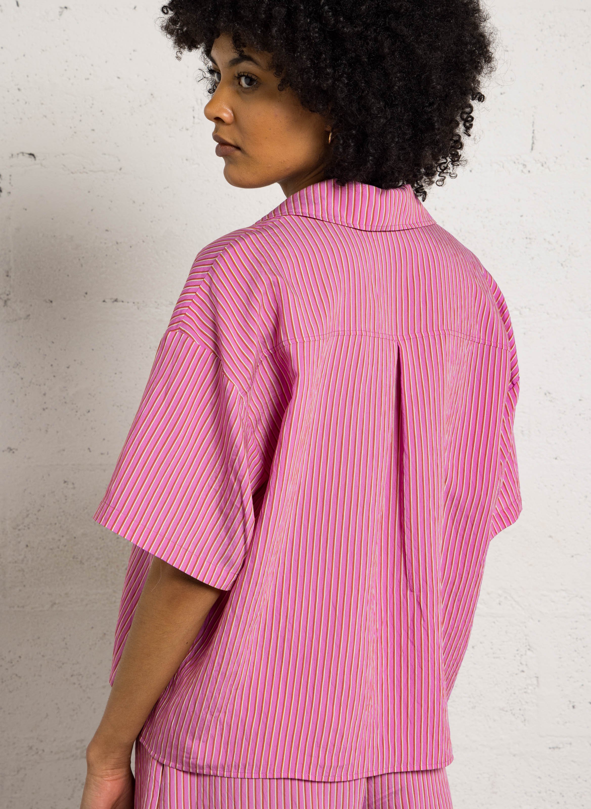 Chemise col classique rayée LA NOUVELLE Rose