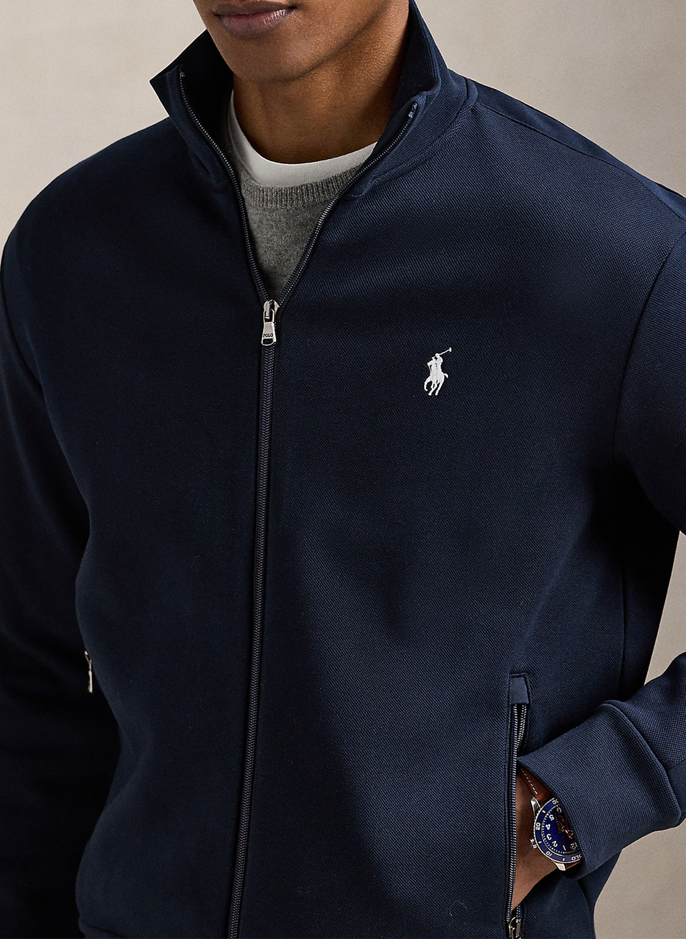Straight high-neck cotton blend vest POLO RALPH LAUREN Blue