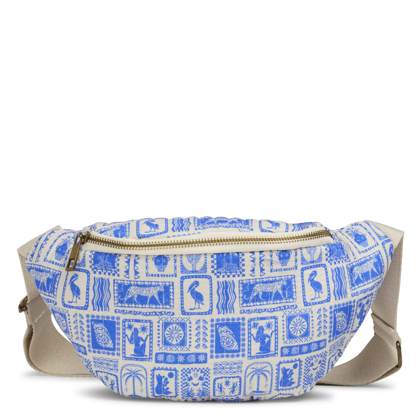 Printed cotton fanny pack PIECES Beige