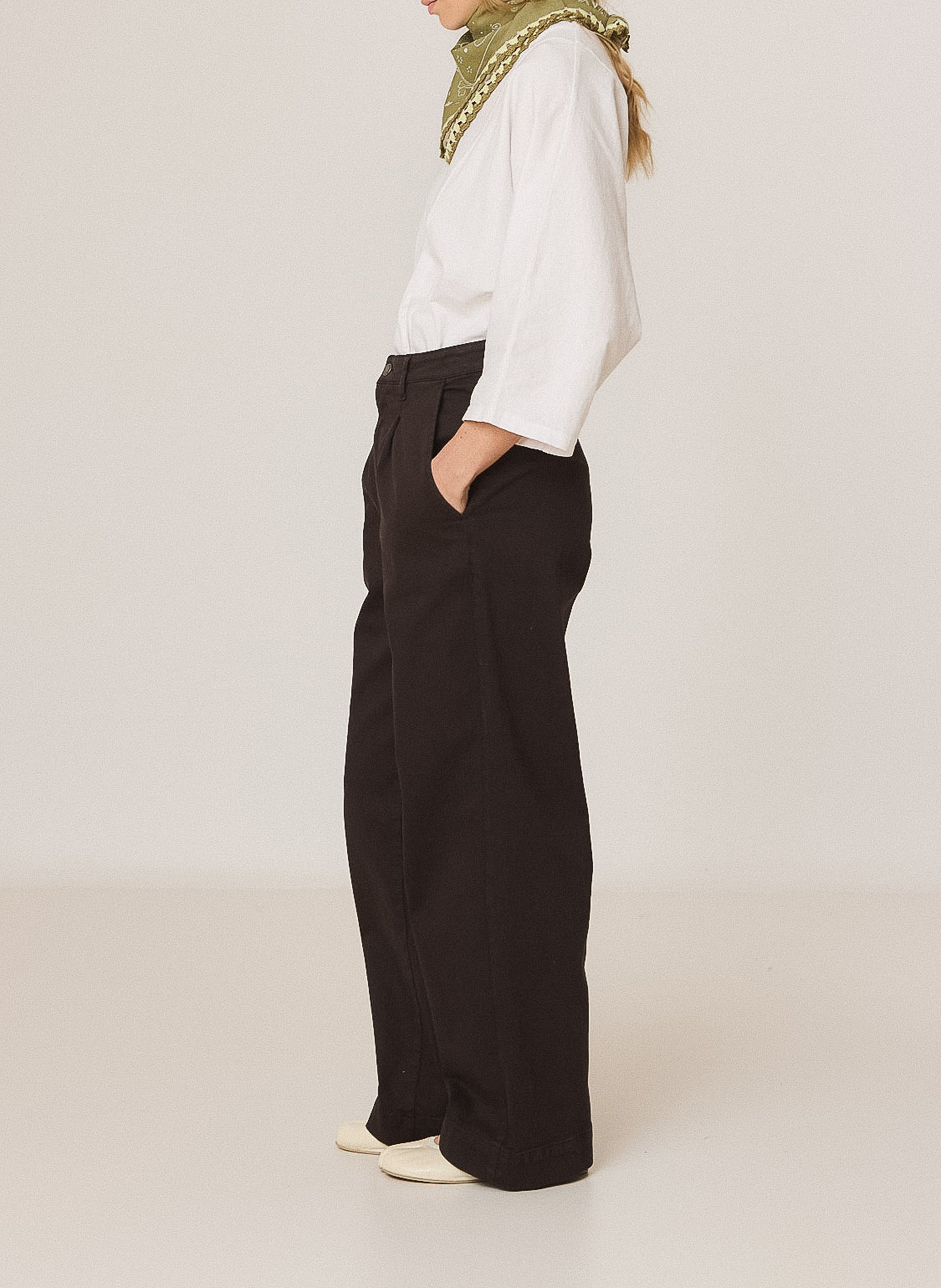 Wide-leg cotton-blend jeans INDI & COLD Brown