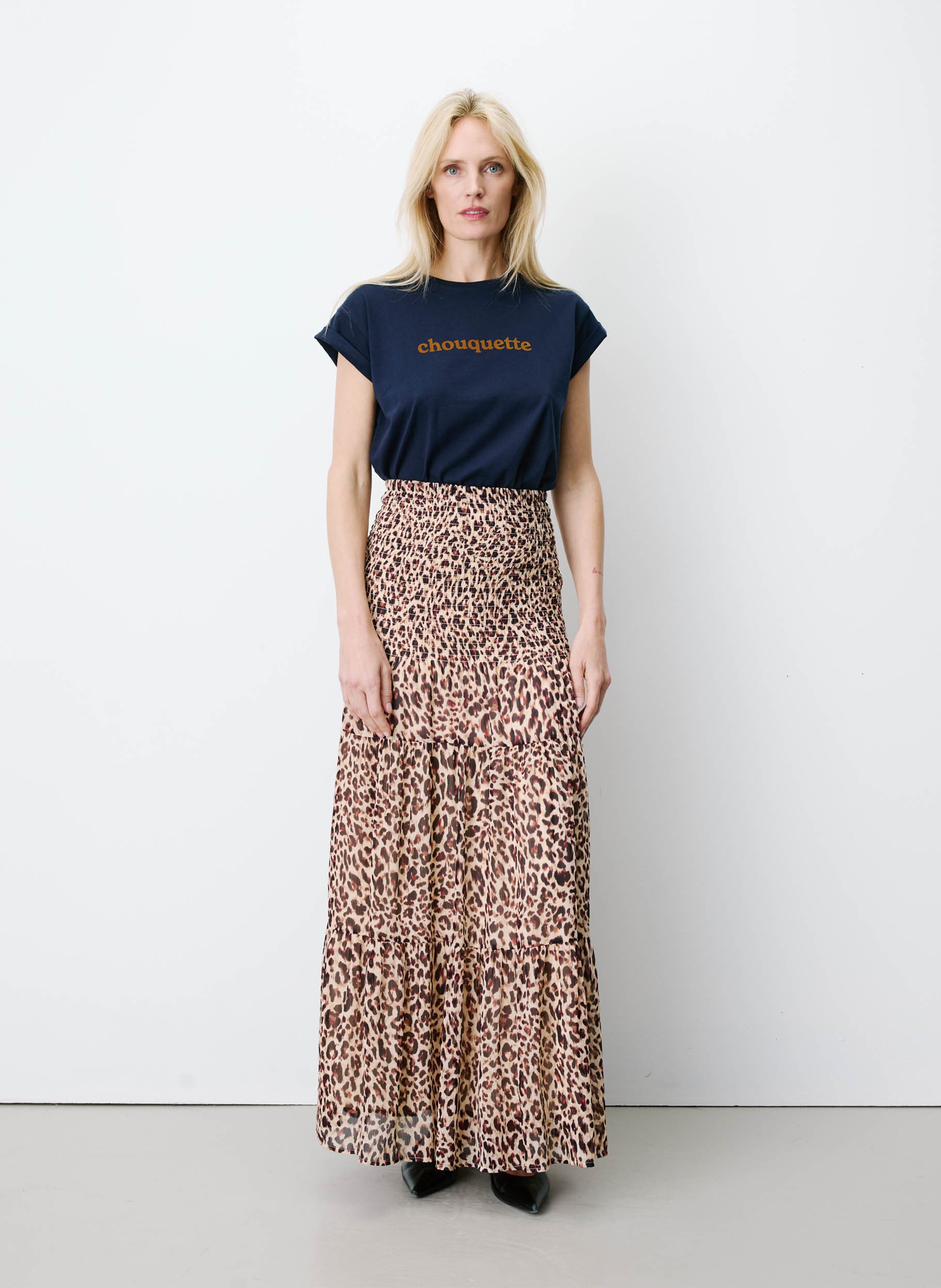 Long flared printed skirt GRACE ET MILA Brown