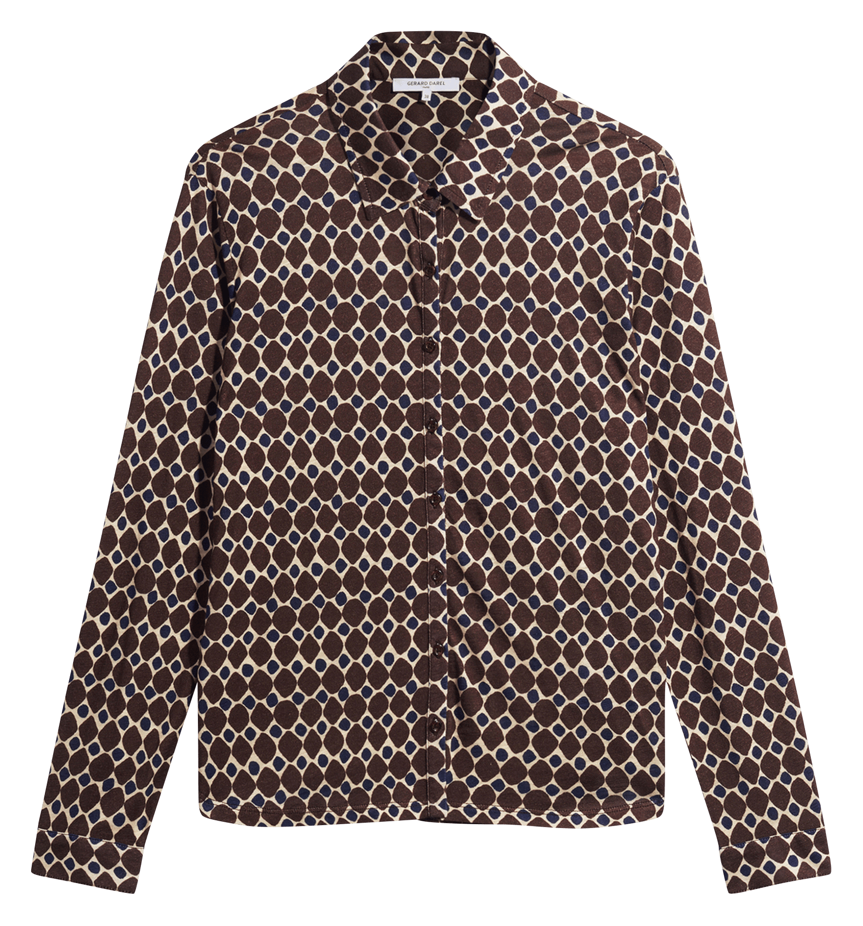 Chemise fluide droite imprimée GERARD DAREL Marron