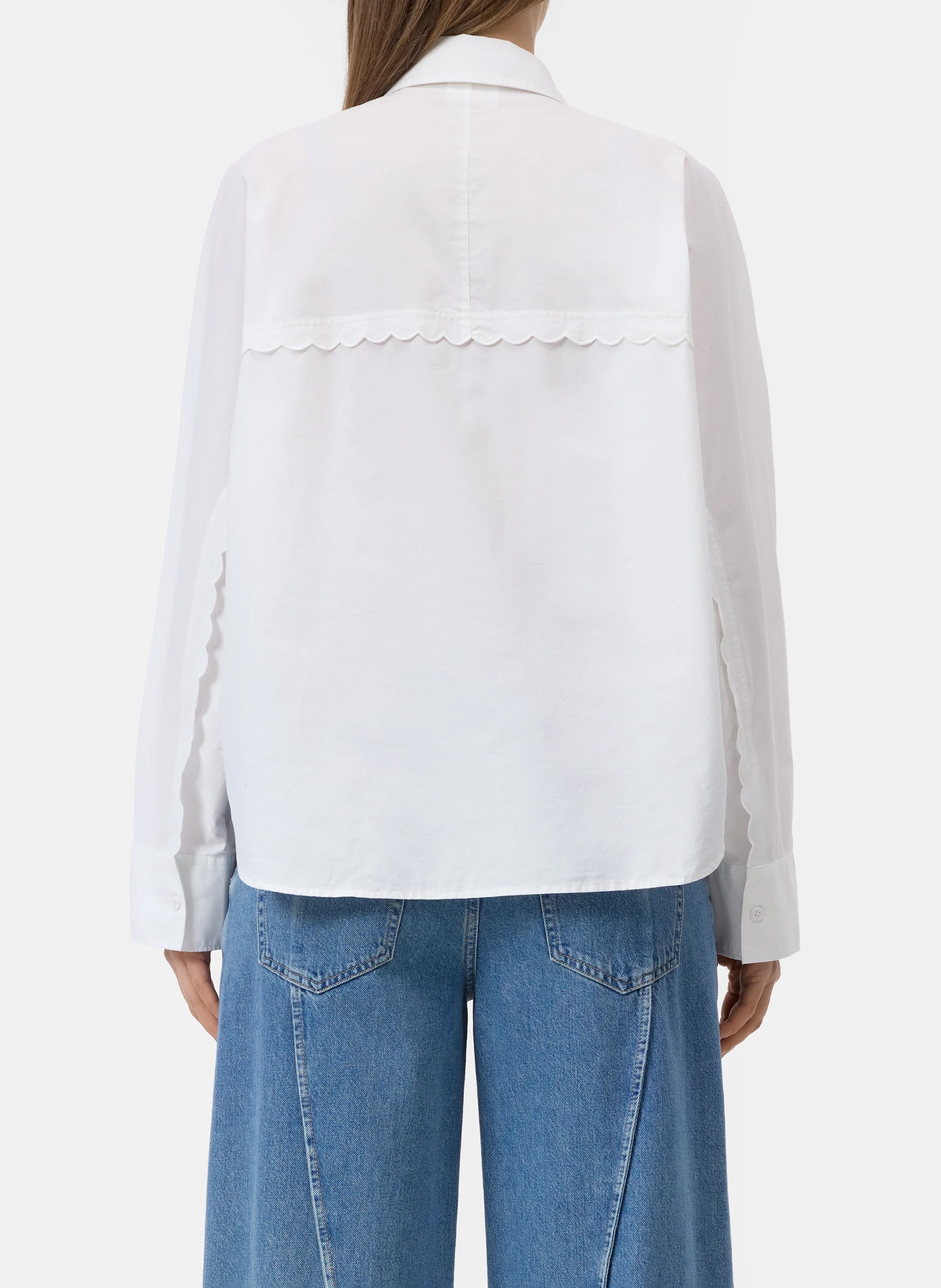 Oversized cotton shirt with classic collar CLOSED White
