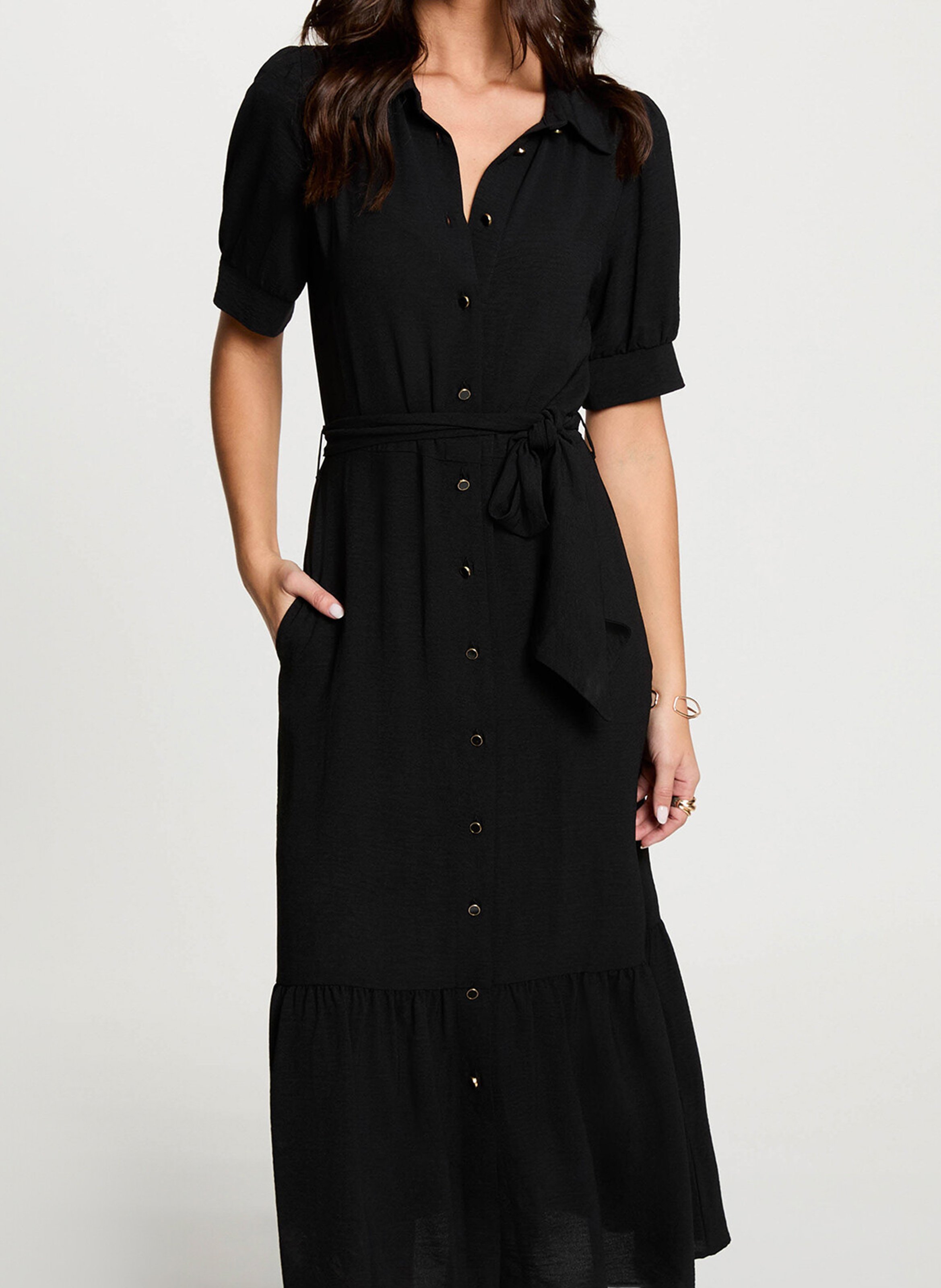 Langes, ausgestelltes Kleid MORGAN Schwarz