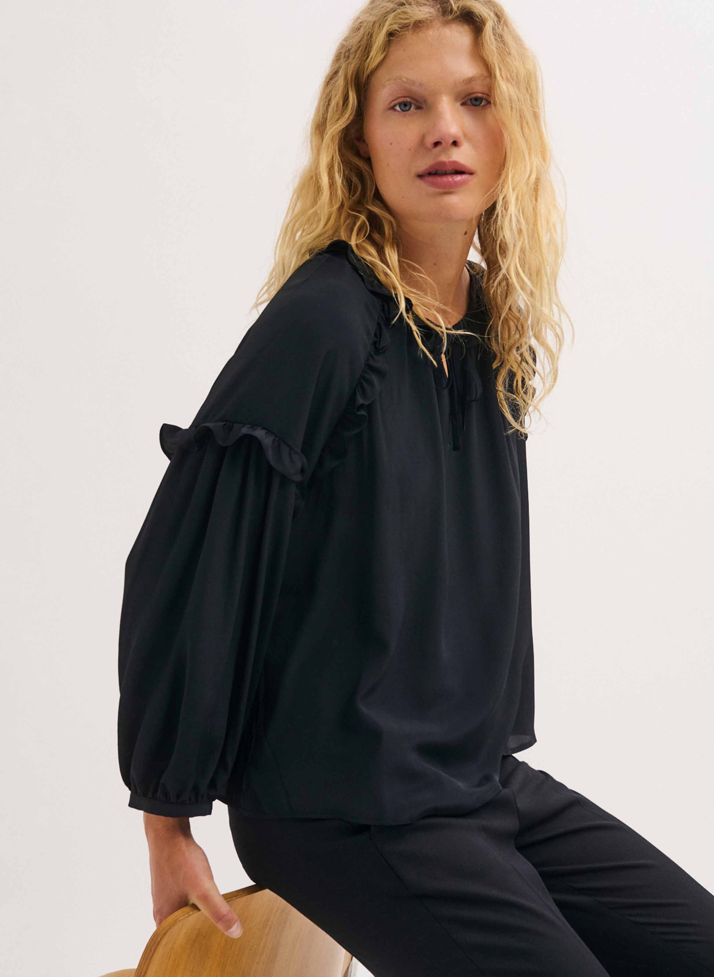 Blouse ample col rond PABLO Noir