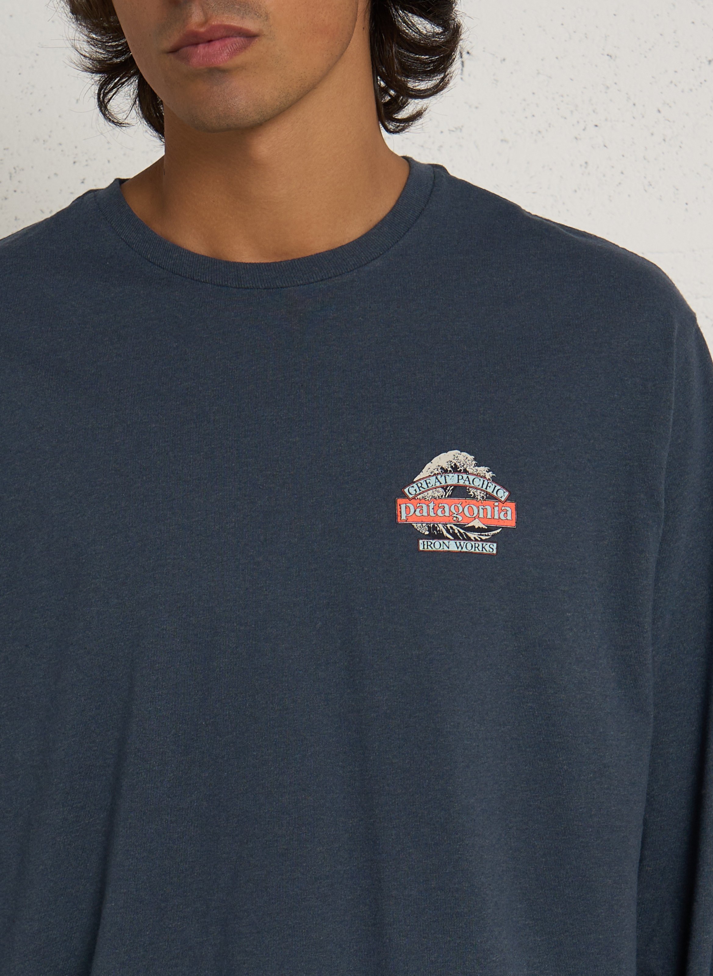 Gerade geschnittenes Rundhals-T-Shirt aus recyceltem Baumwoll-Mix PATAGONIA Blau