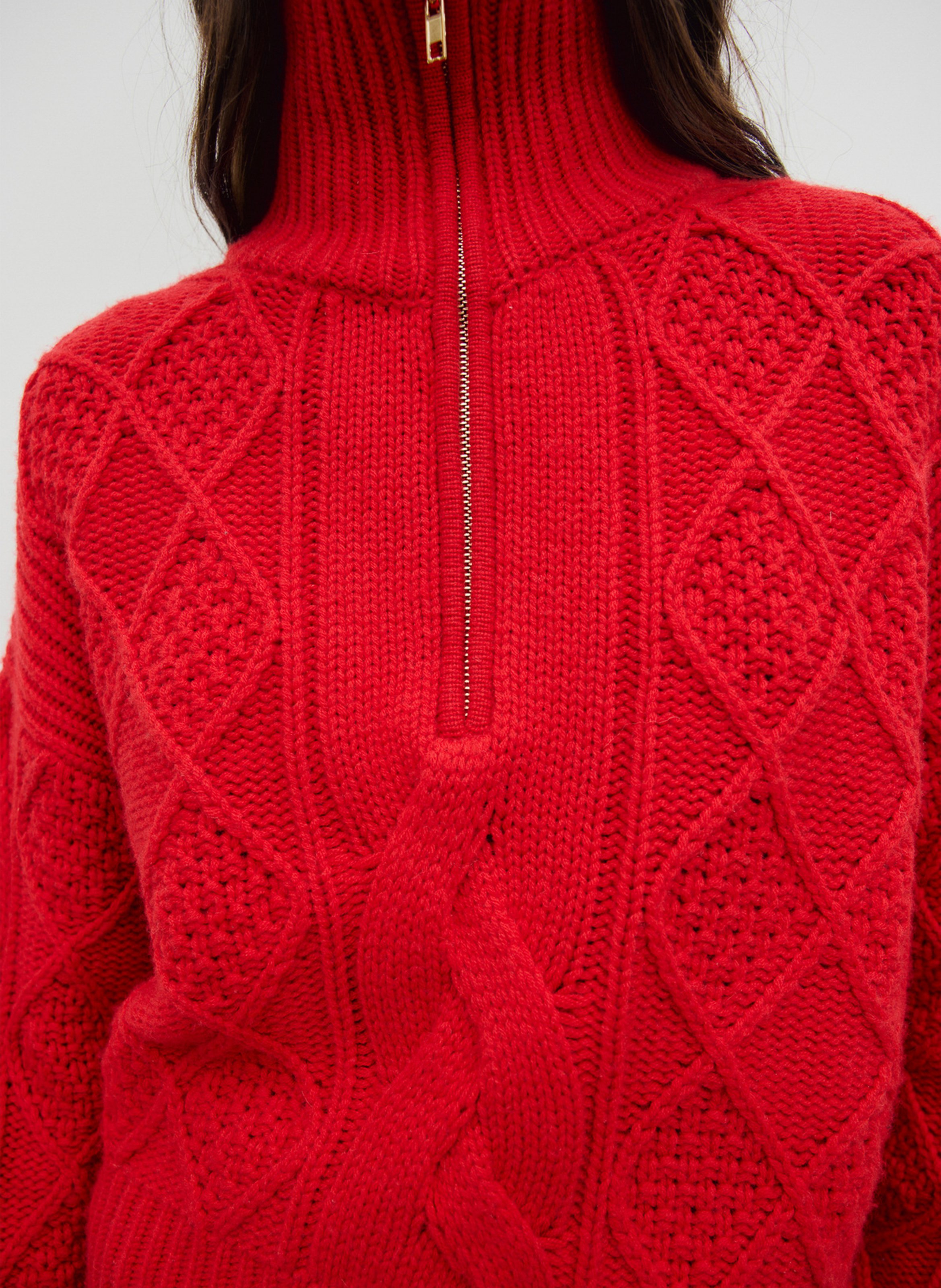 Pull col montant zippé en laine  GERARD DAREL Rouge