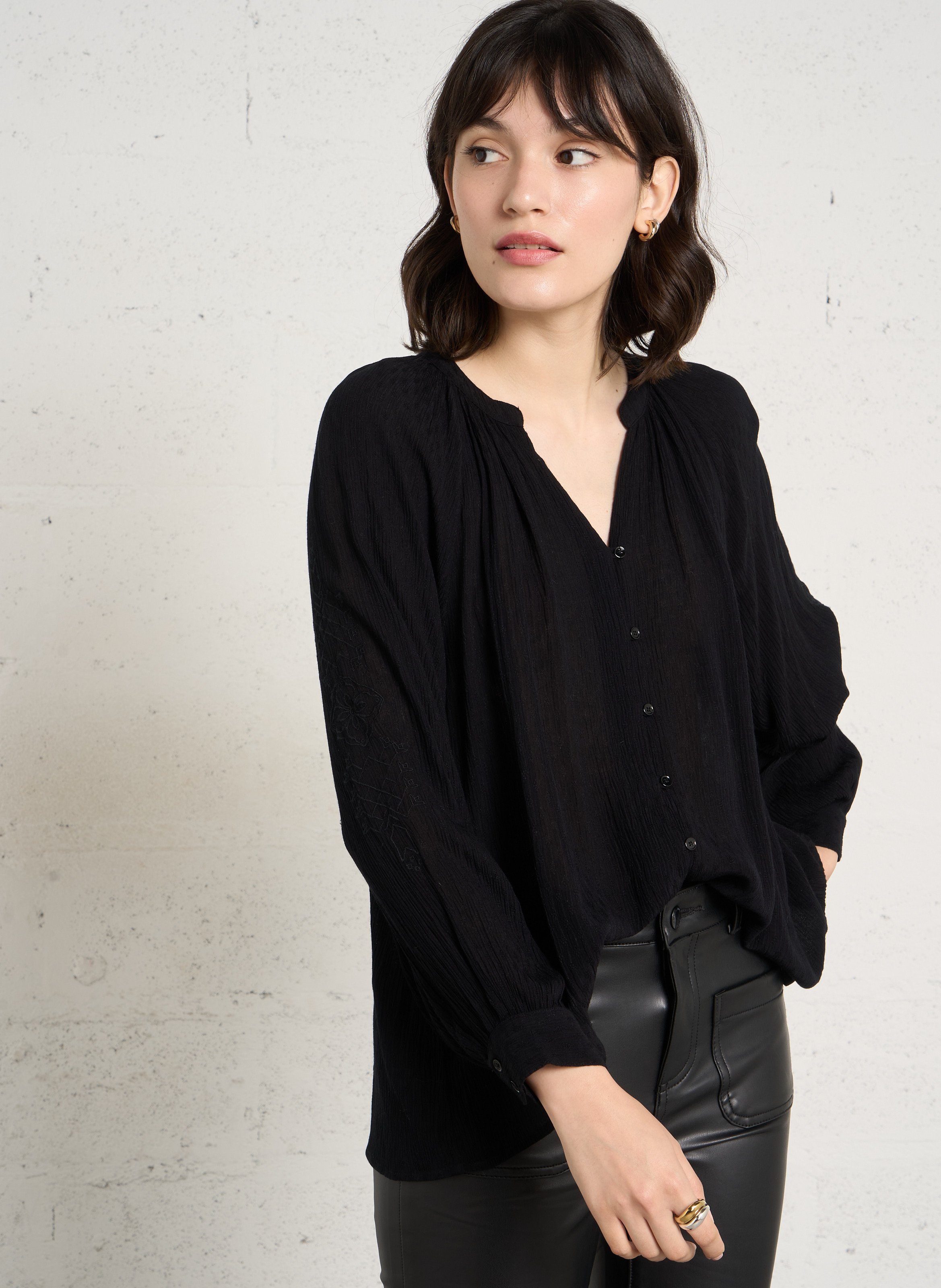 Blouse ample manches longues  LA PETITE ETOILE Noir