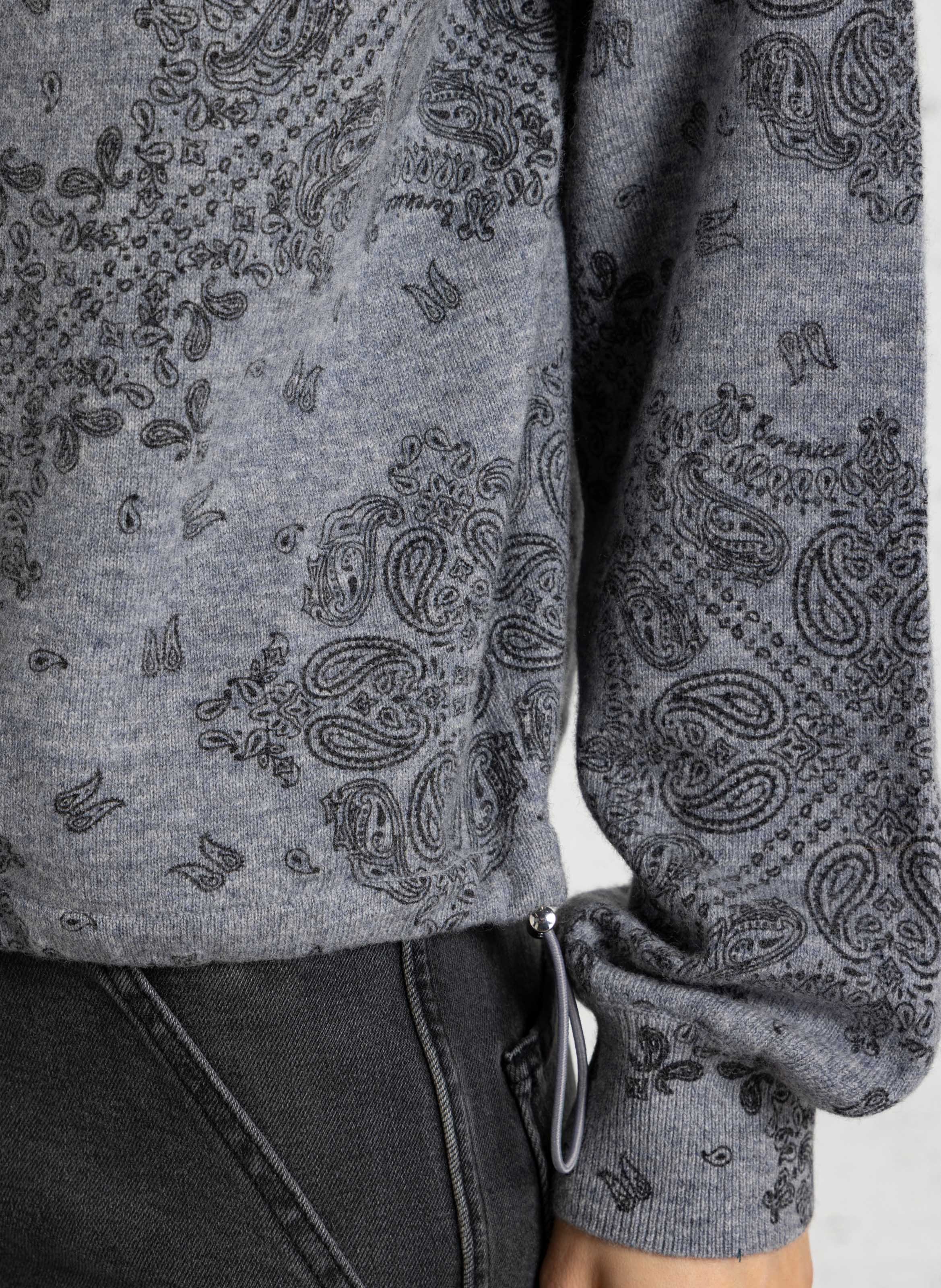Hooded cardigan with bandana print BERENICE Grey