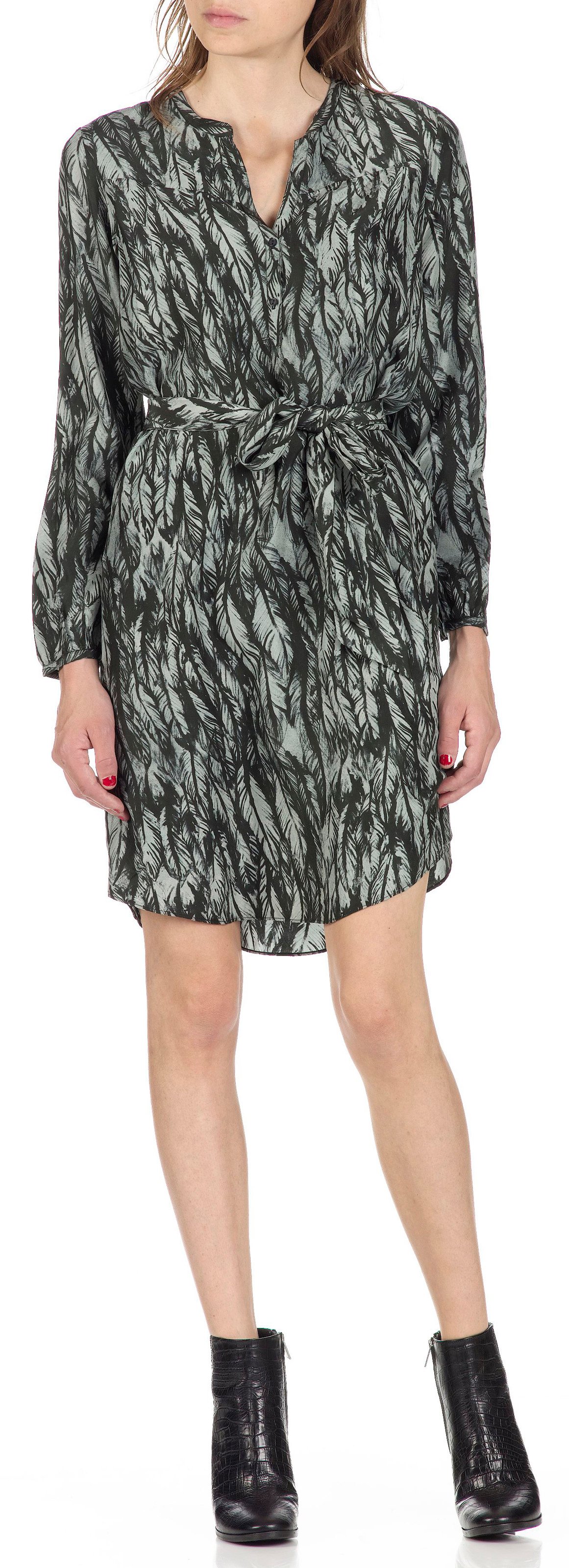 Robe courte décolletée et imprimée en soie Pyramid SWILDENS Noir