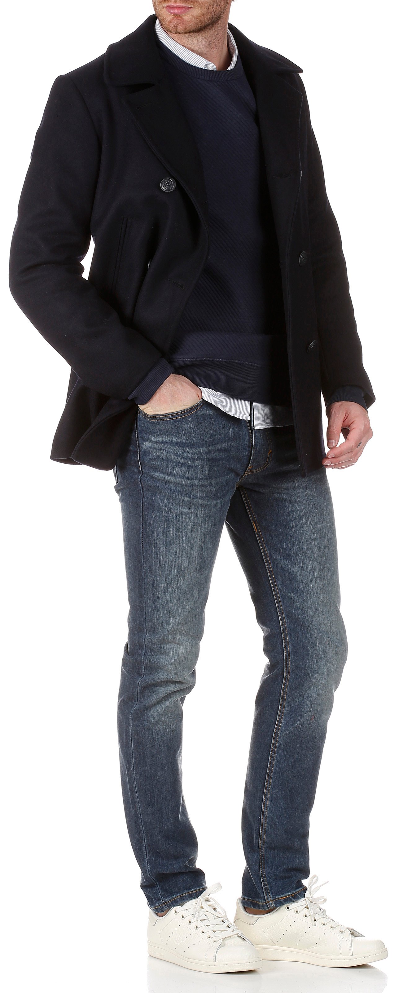 Wool broadcloth pea coat ARMOR LUX Blue