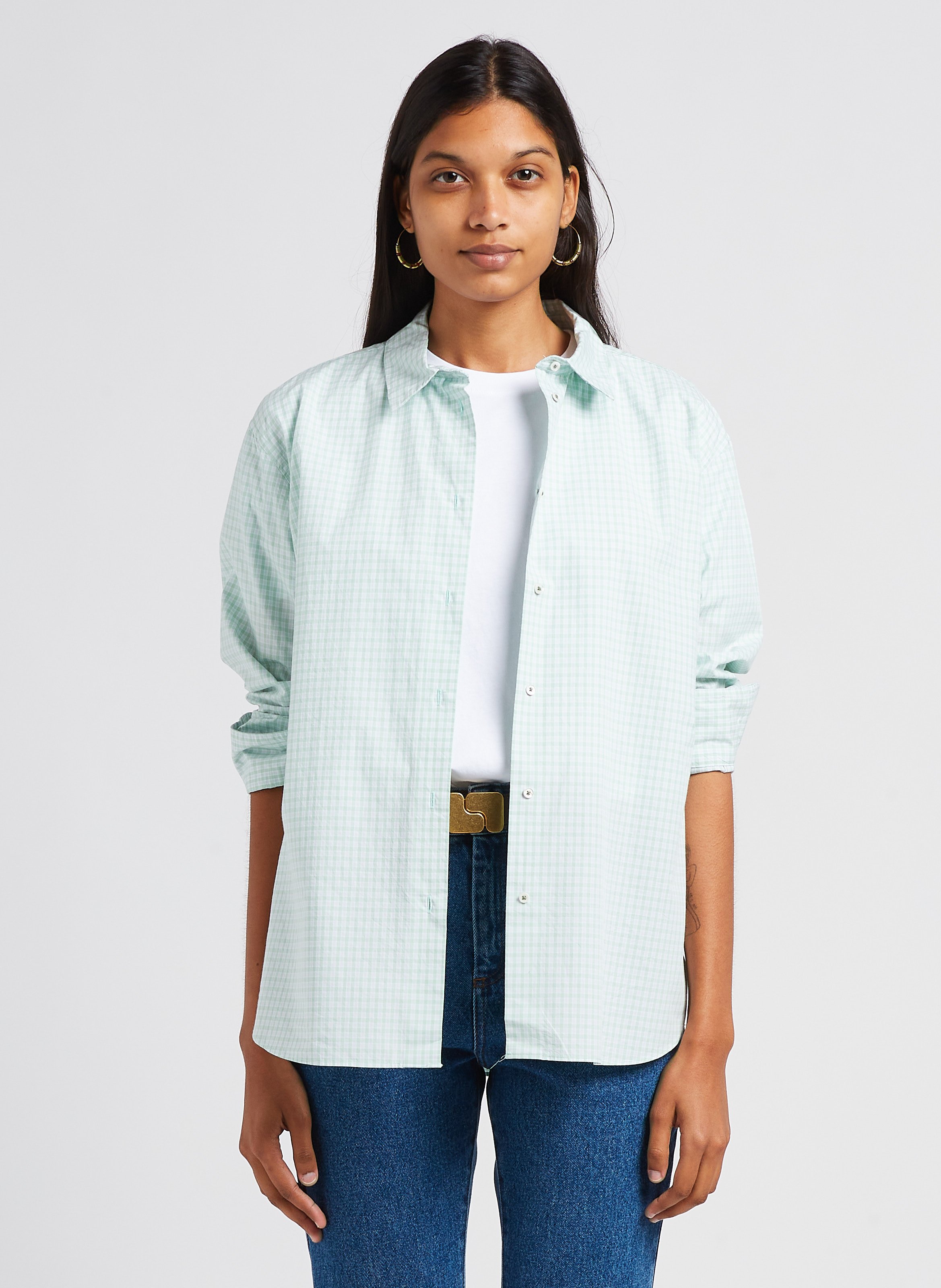 Checked cotton shirt with classic collar BELLEROSE Green