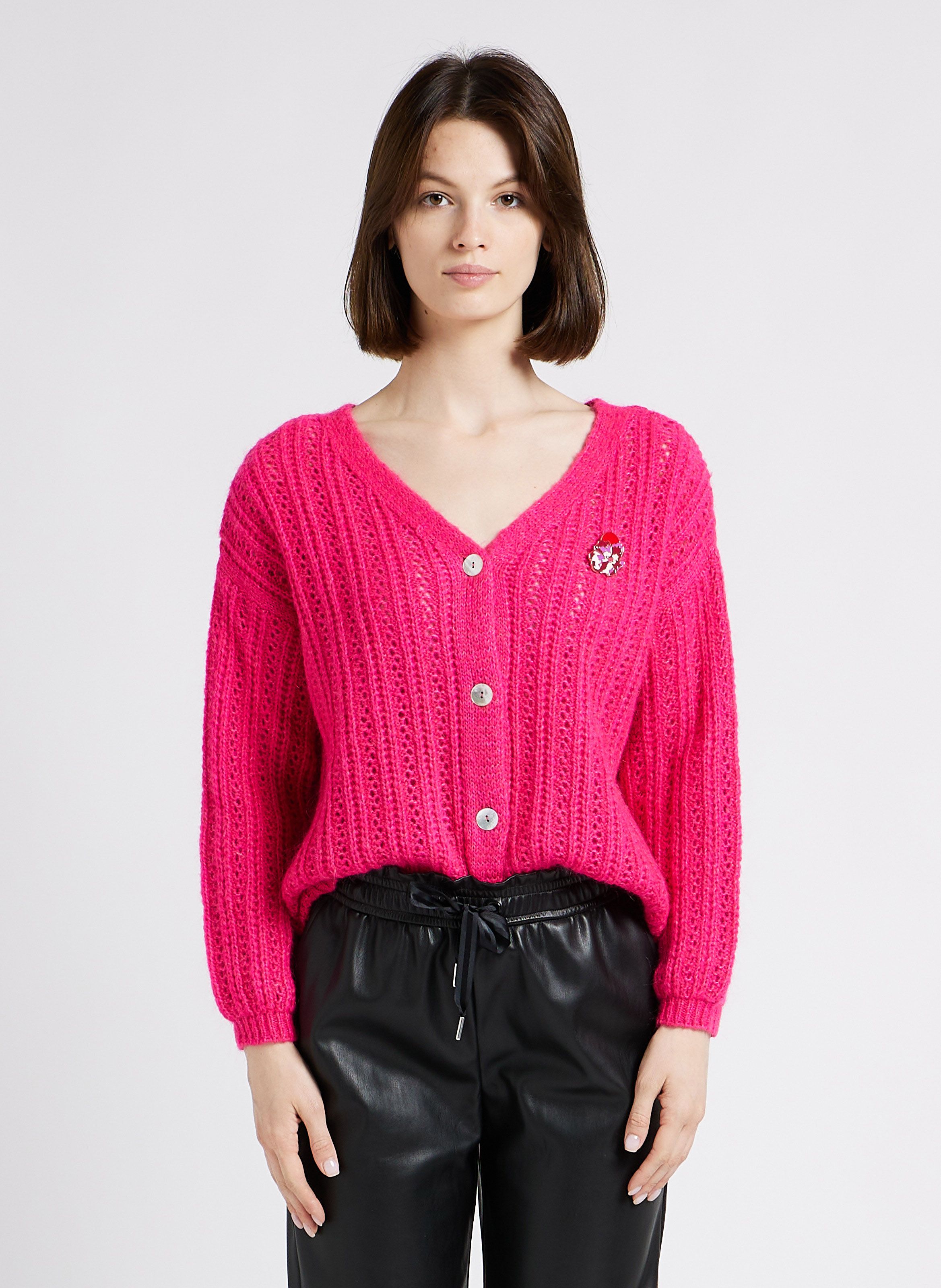 Gilet maille 2024 rose