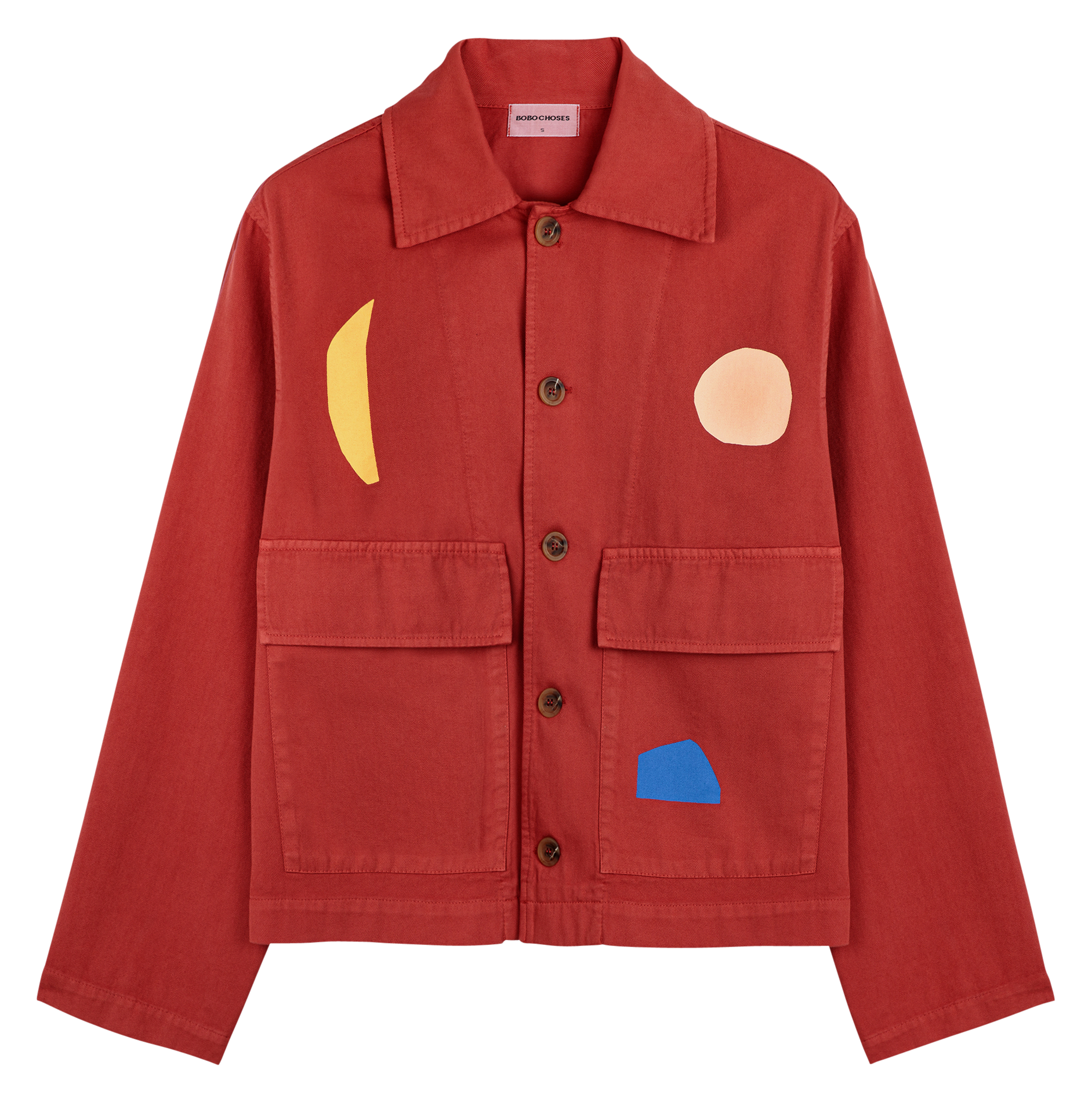 Straight cotton jacket with classic collar Red