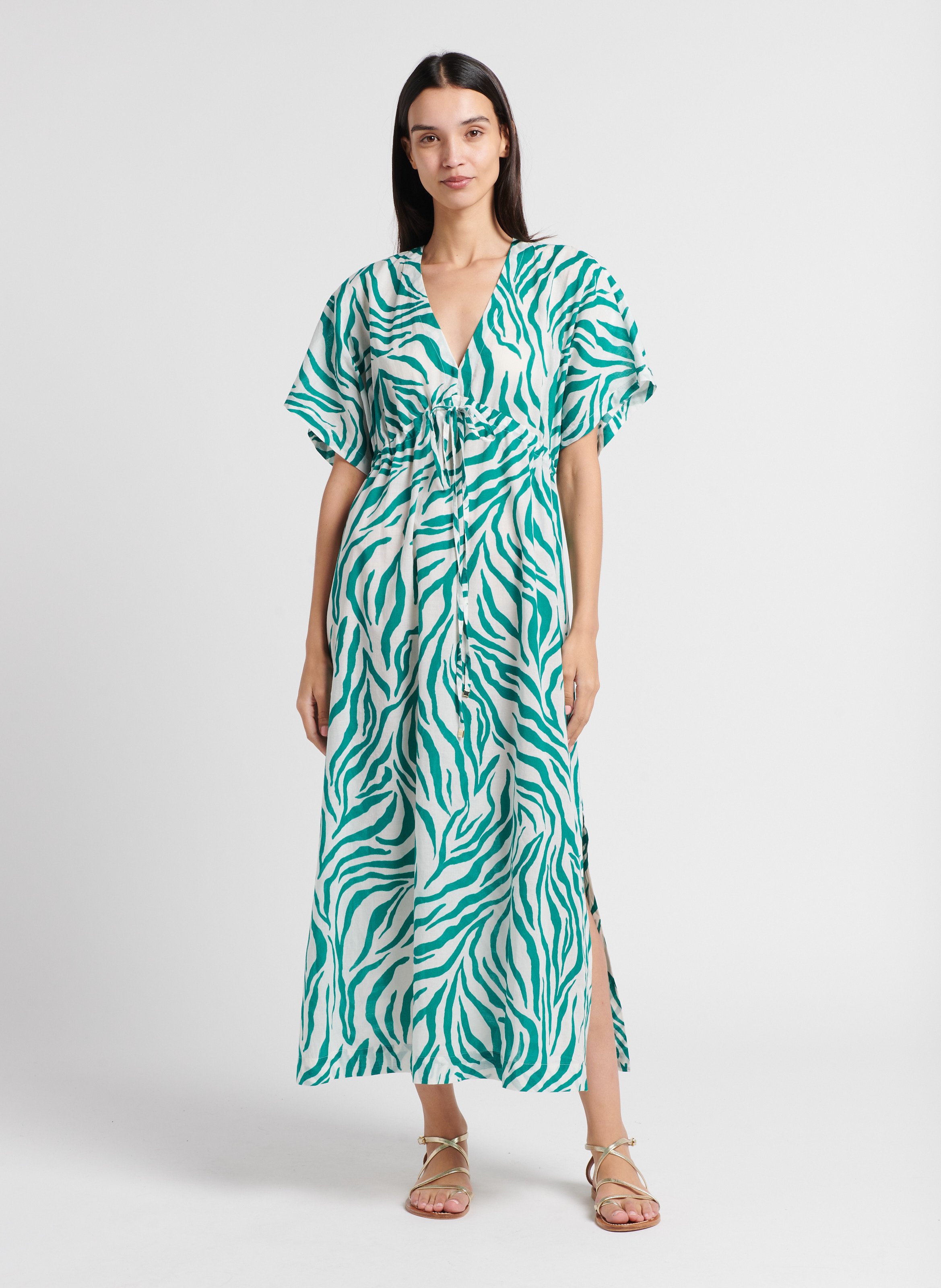 Abito con scollo a v stampato in cotone Jade Max Mara