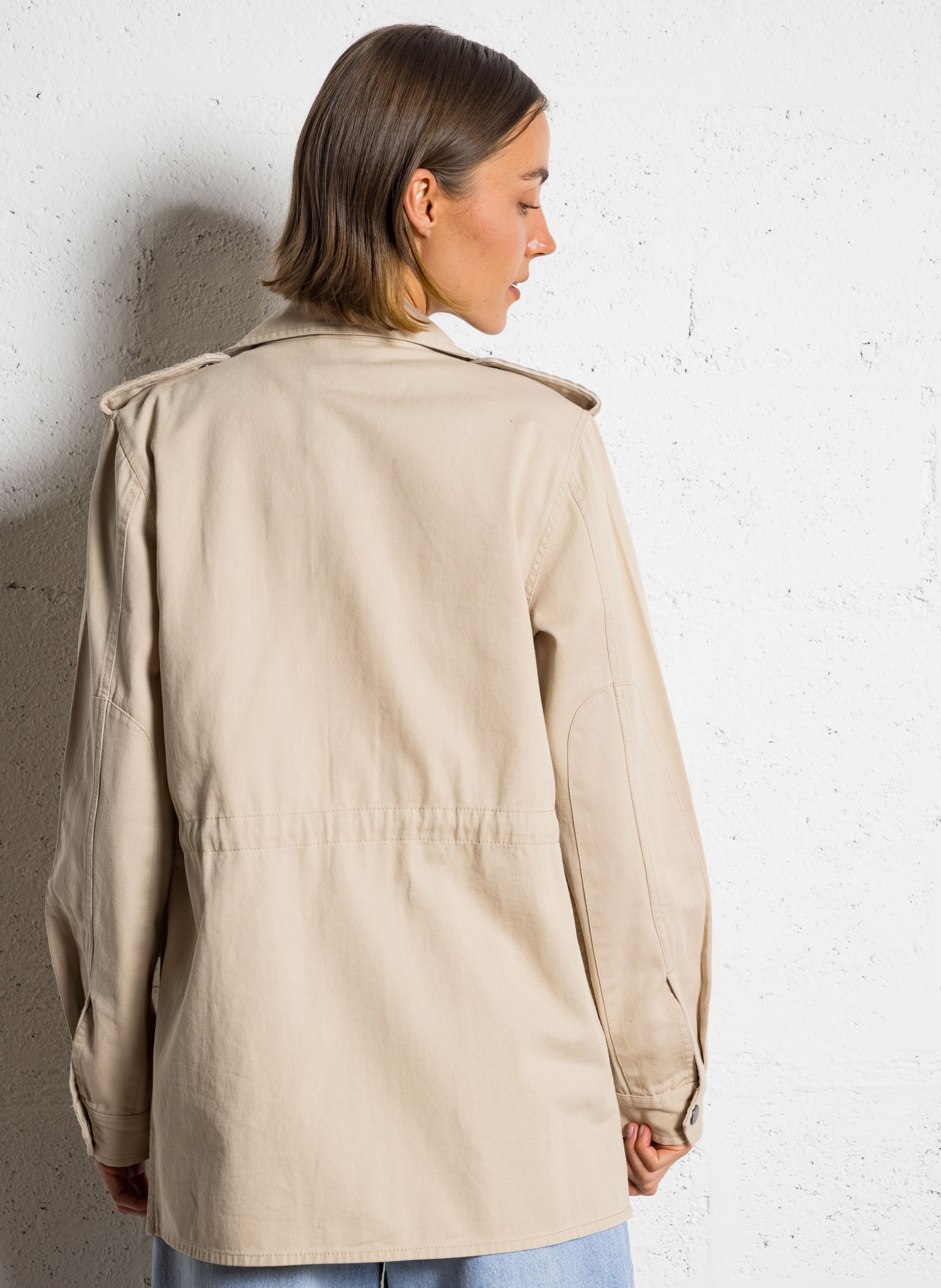 Straight cotton jacket IKKS Beige