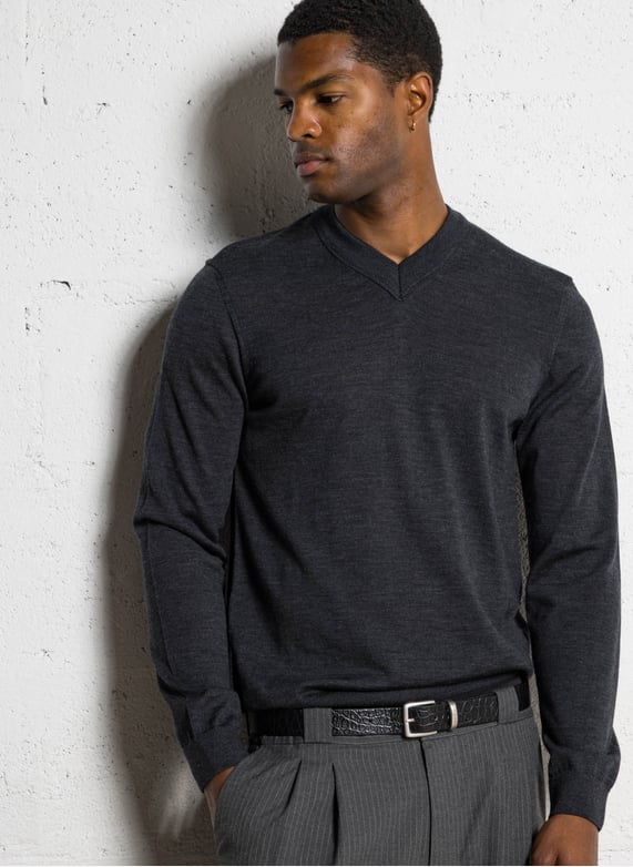 Maglione Maglia Fine Maglione Uomo Scollo A V In Cotone - Maglia Fine, Perfetto Per Layering, Elegante E Casual Abbigliamento Uomo Casual - Foto 10