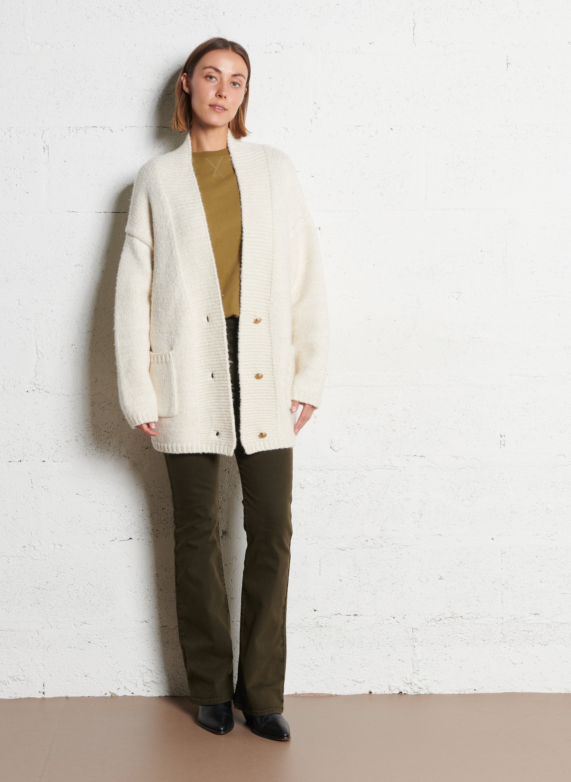 Shawl-collar cardigan IKKS White